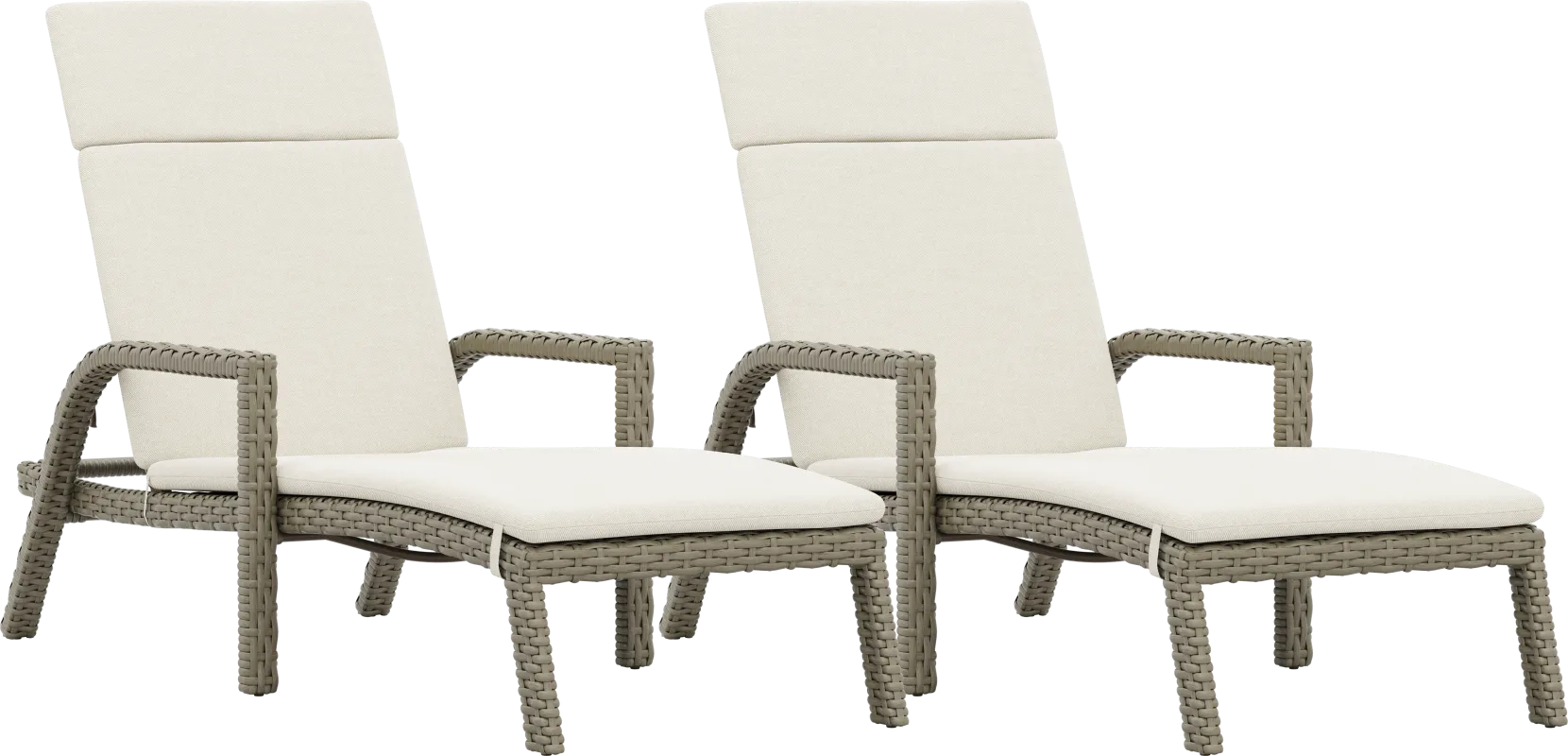 Siesta Key Driftwood Finish Outdoor Chaise with Desert Cushions, Set of 2