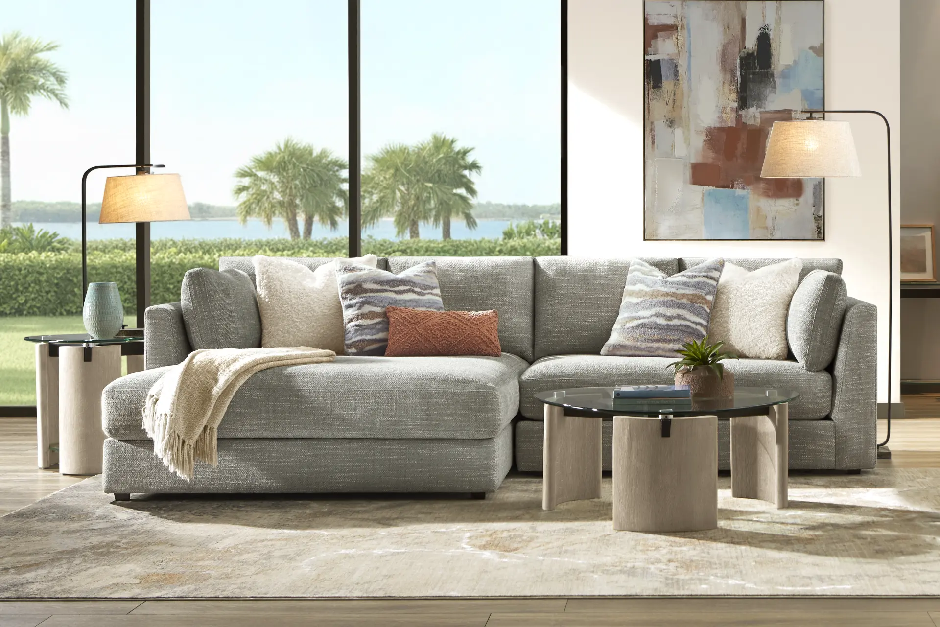 Sadie Falls Dove Gray 2 Pc Sectional