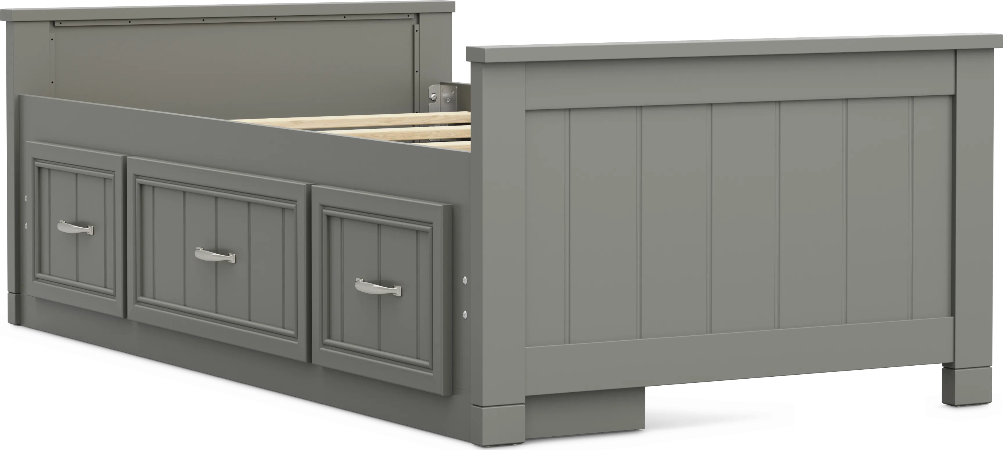 Kids Cottage Colors 2.0 Gray Twin Low Profile Bed with Storage Side Rail - Thumbnail - Image 1