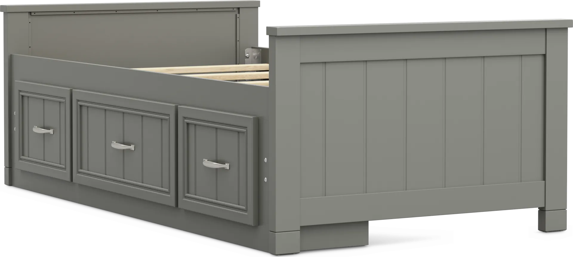 Kids Cottage Colors 2.0 Gray Twin Low Profile Bed with Storage Side Rail - Image 1