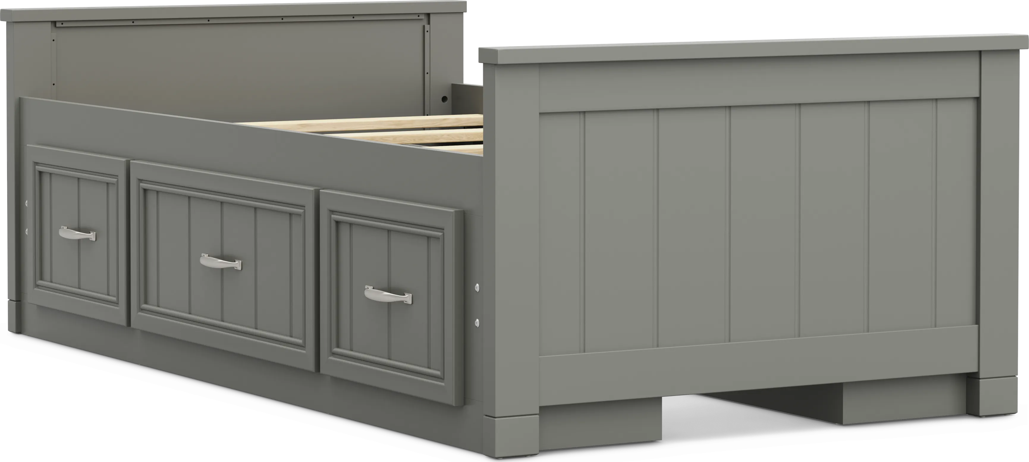 Kids Cottage Colors 2.0 Gray Twin Low Profile Bed with 2 Storage Side Rails - Thumbnail - Image 1