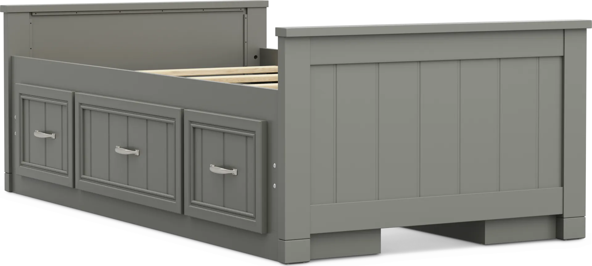 Kids Cottage Colors 2.0 Gray Twin Low Profile Bed with 2 Storage Side Rails - Image 1