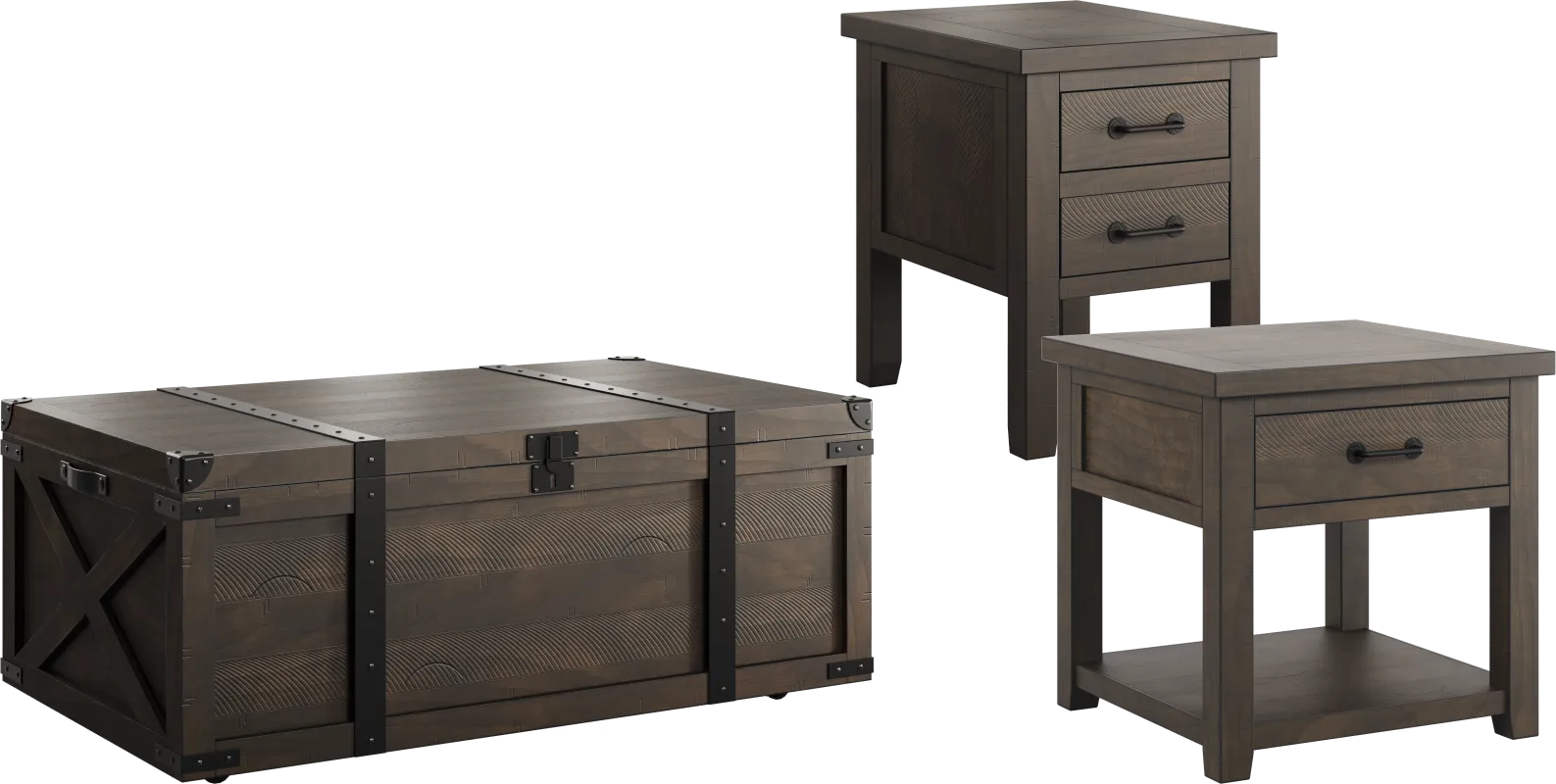 Rocky Creek Brown 3 Pc Table Set