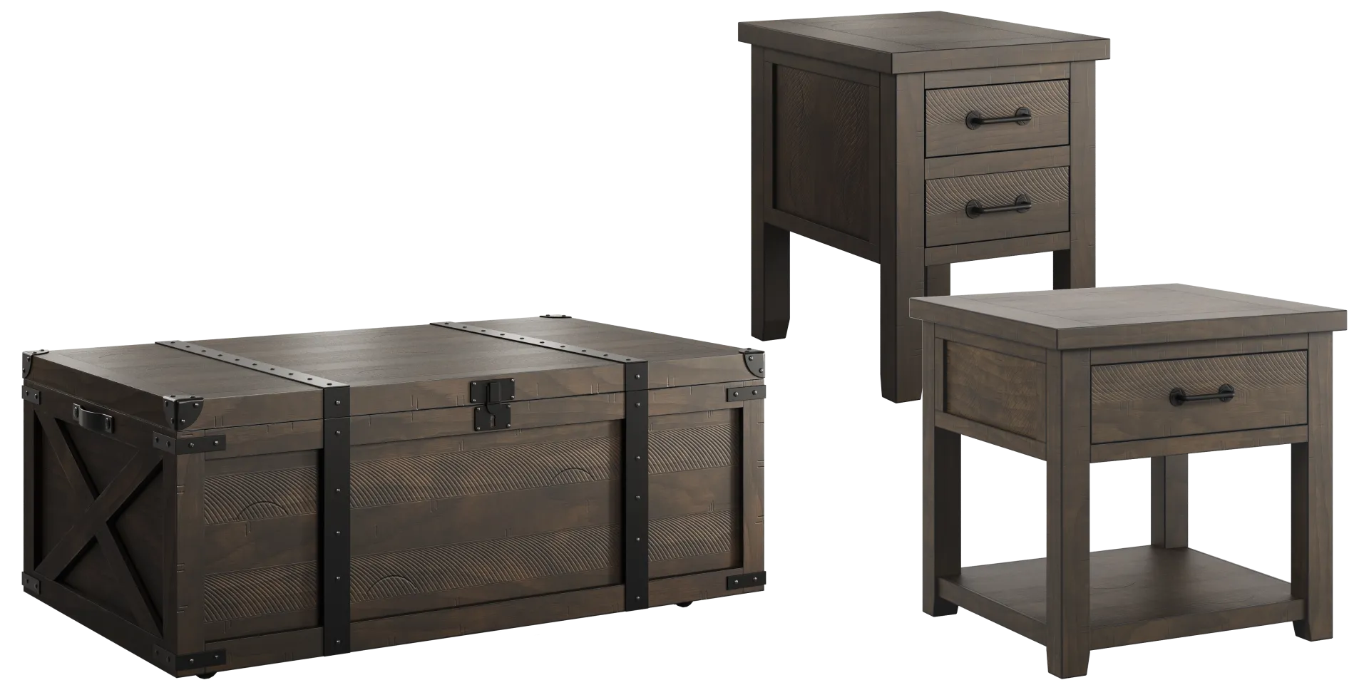 brown 3 pc table set