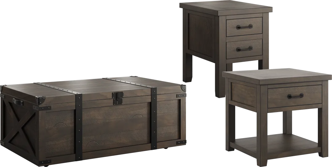 Rocky Creek Brown 3 Pc Table Set