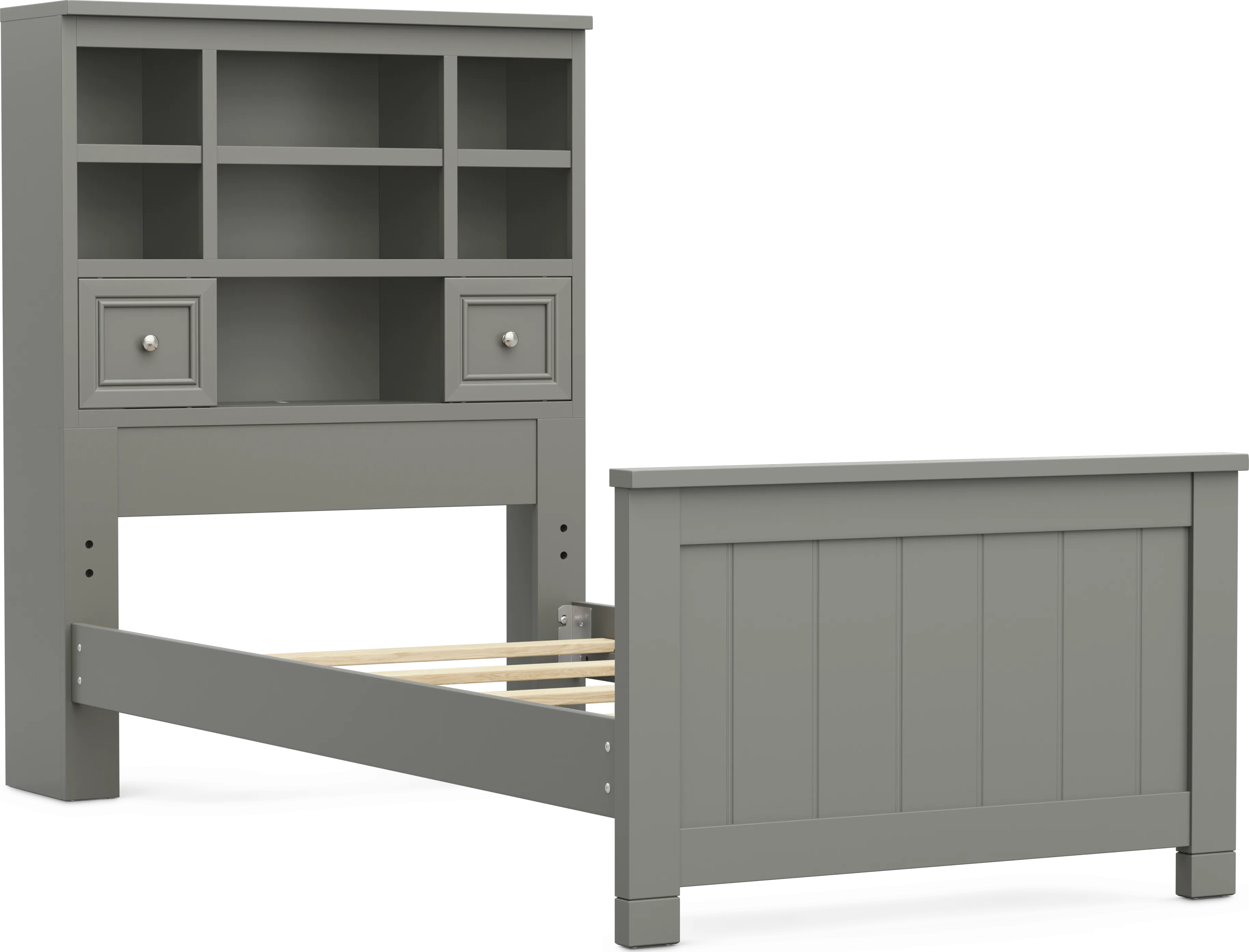 Kids Cottage Colors 2.0 Gray Twin Bookcase Bed - Thumbnail - Image 1