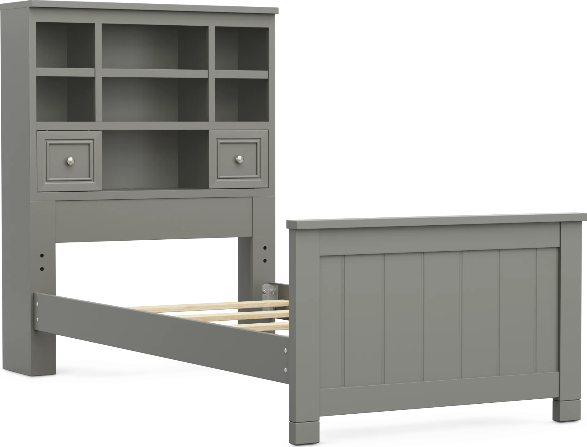 Kids Cottage Colors 2.0 Gray Twin Bookcase Bed - Image 1