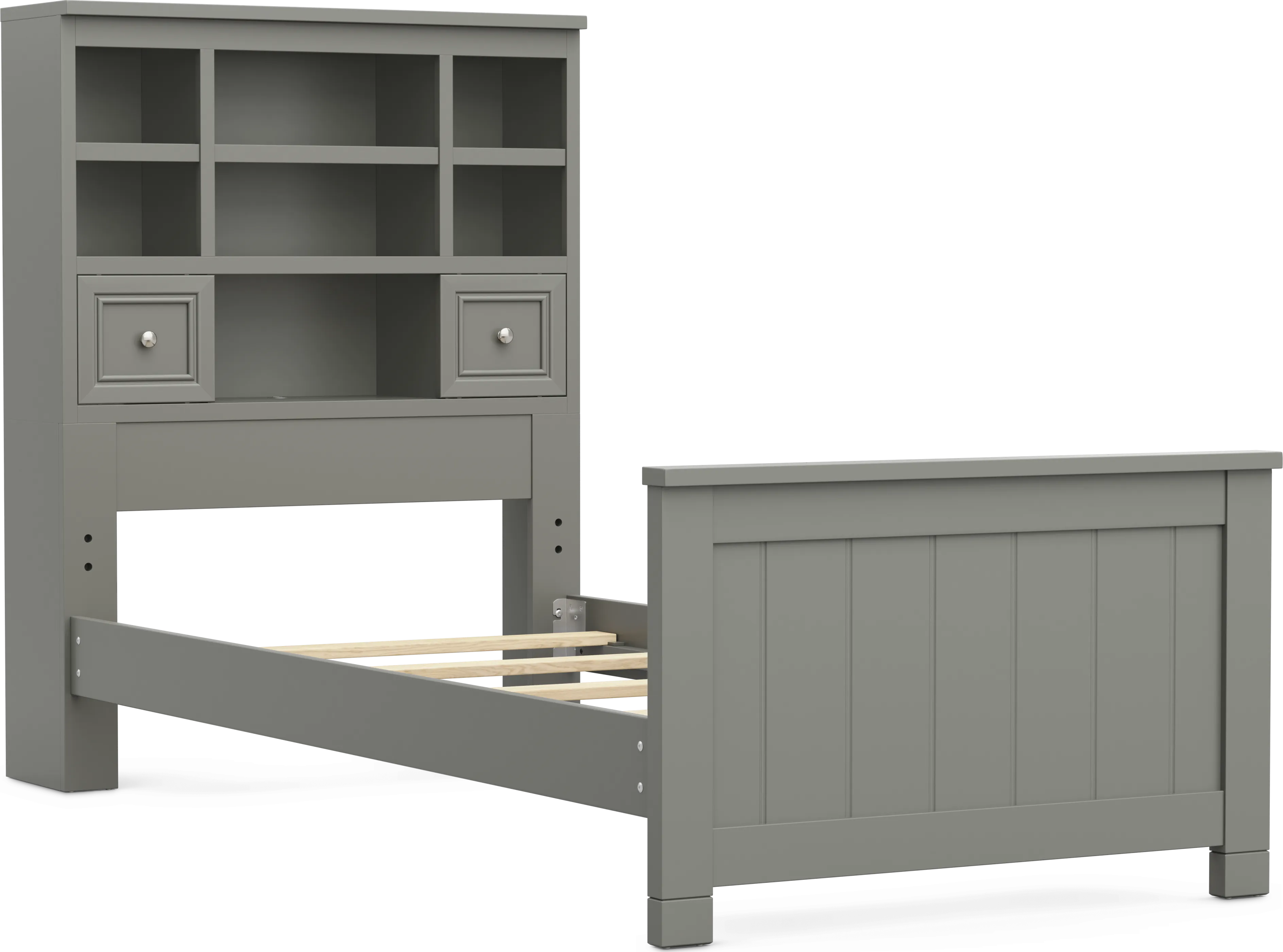 Kids Cottage Colors 2.0 Gray Twin XL Bookcase Bed - Thumbnail - Image 1
