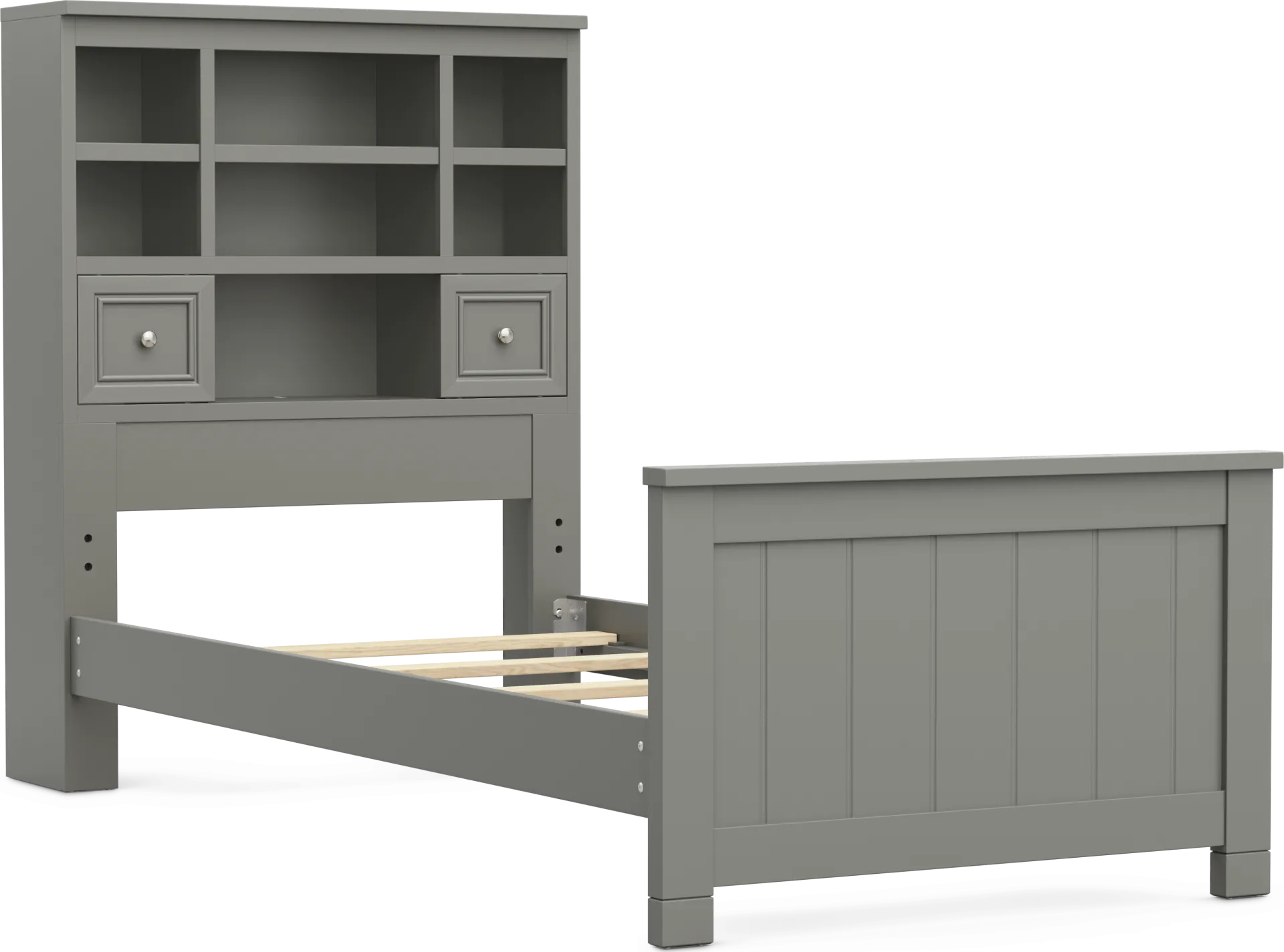 Kids Cottage Colors 2.0 Gray Twin XL Bookcase Bed - Image 1