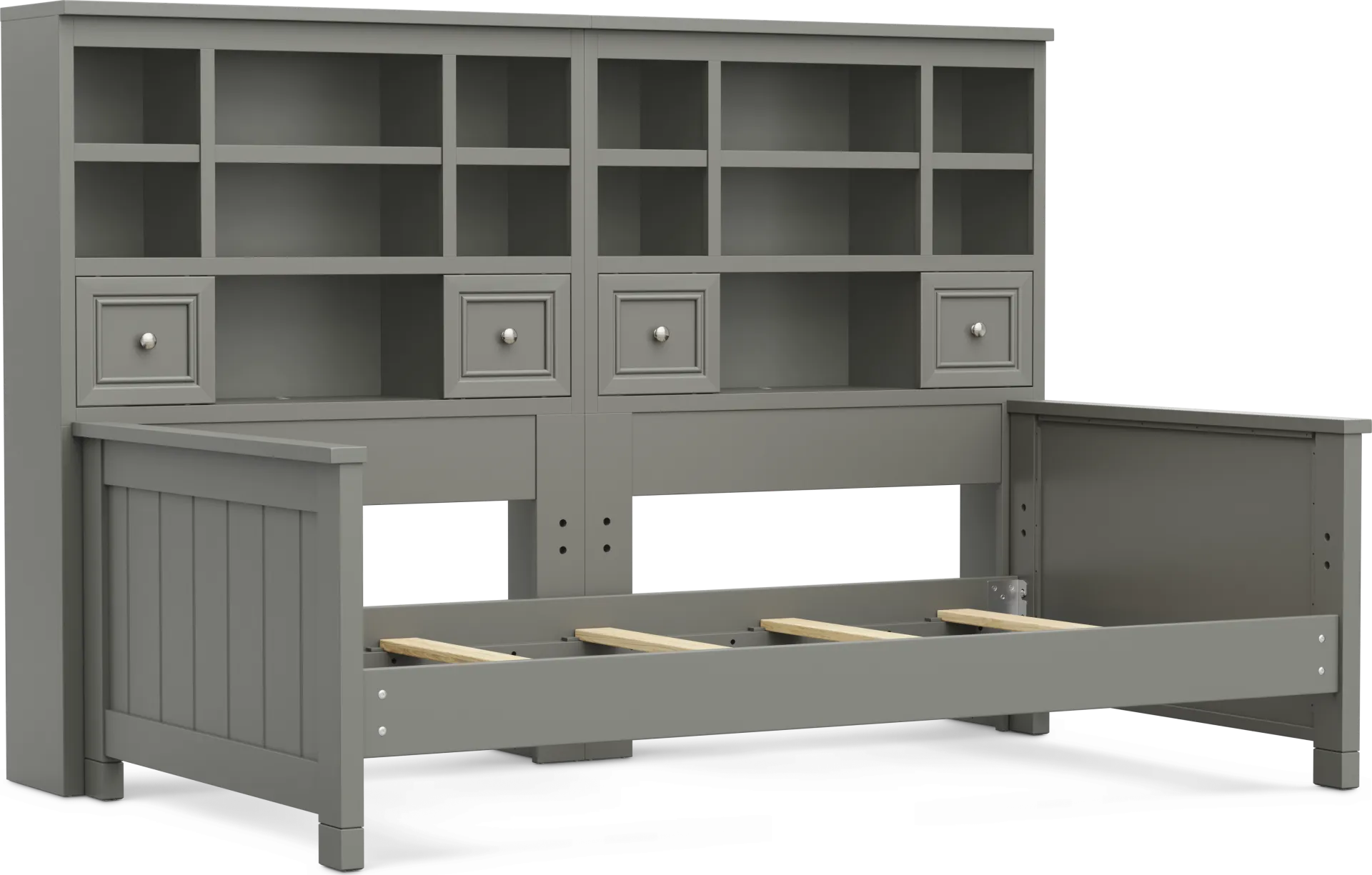 Kids Cottage Colors 2.0 Gray Twin Bookcase Wall Bed - Image 1