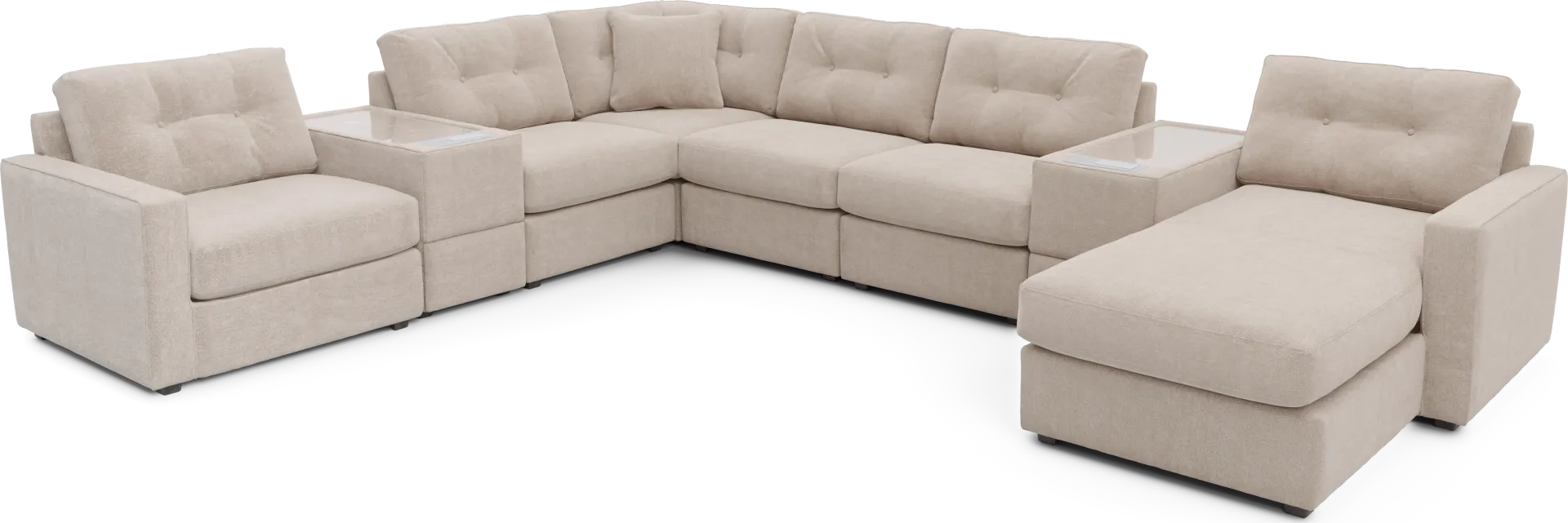 Beige 8 Pc Power Reclining ModularOne with Media Consoles - Image 1