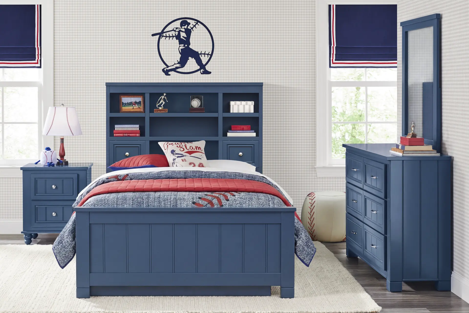 Kids Cottage Colors 2.0 Navy Full Bookcase Bedroom