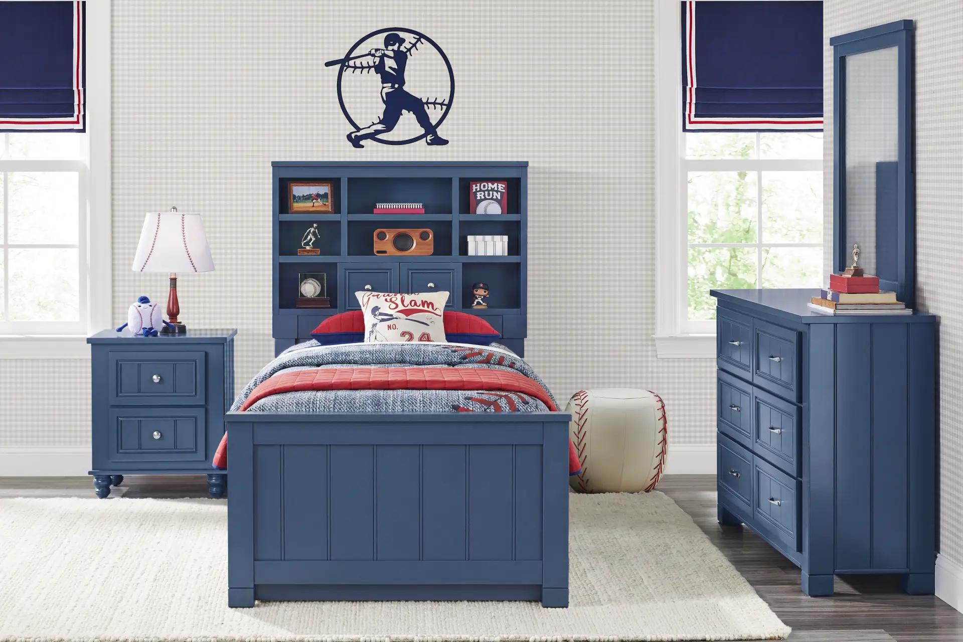 Kids Cottage Colors 2.0 Navy Twin Bookcase Bedroom