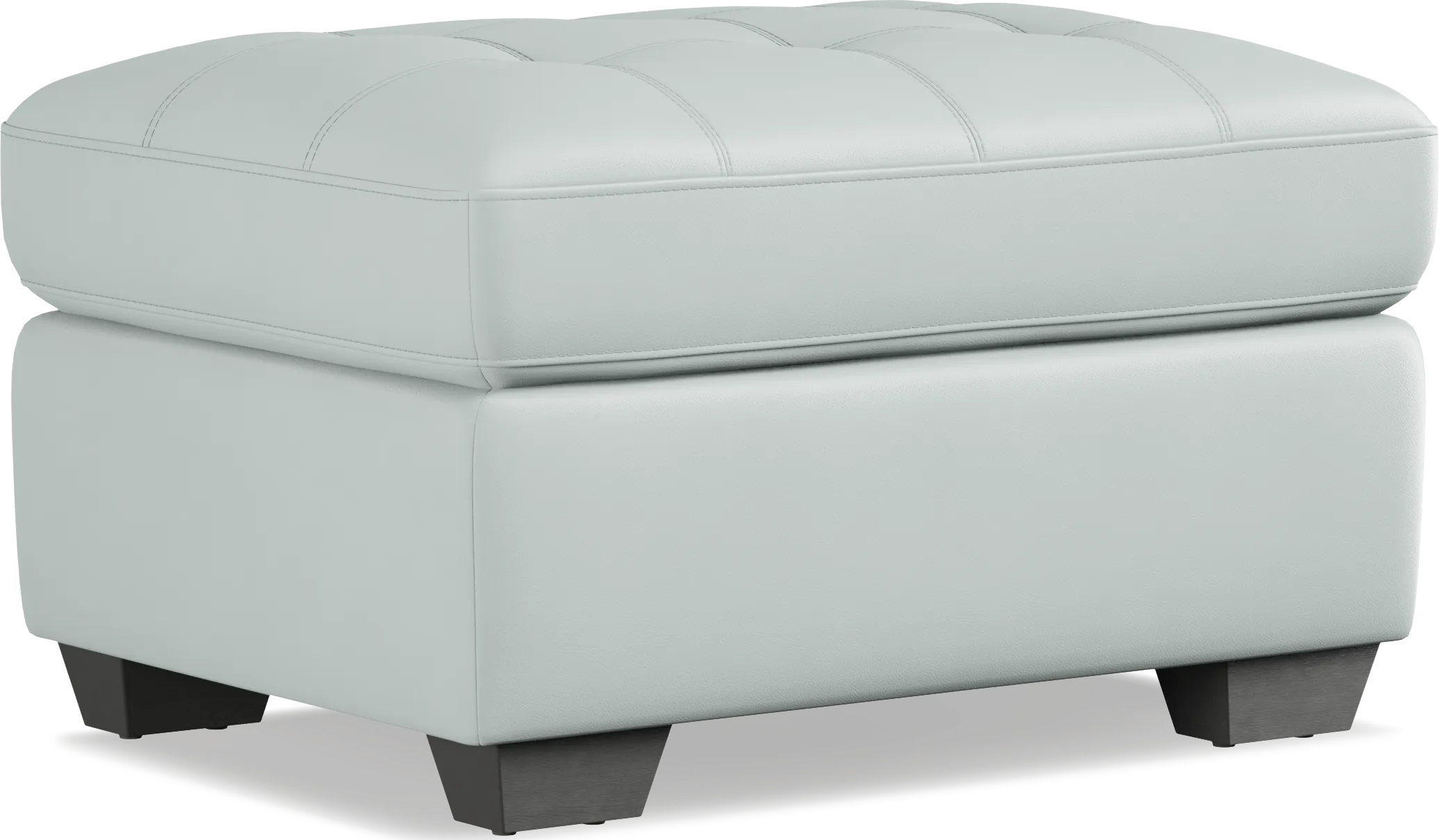 Kelly Aqua Leather Ottoman - Thumbnail - Image 1