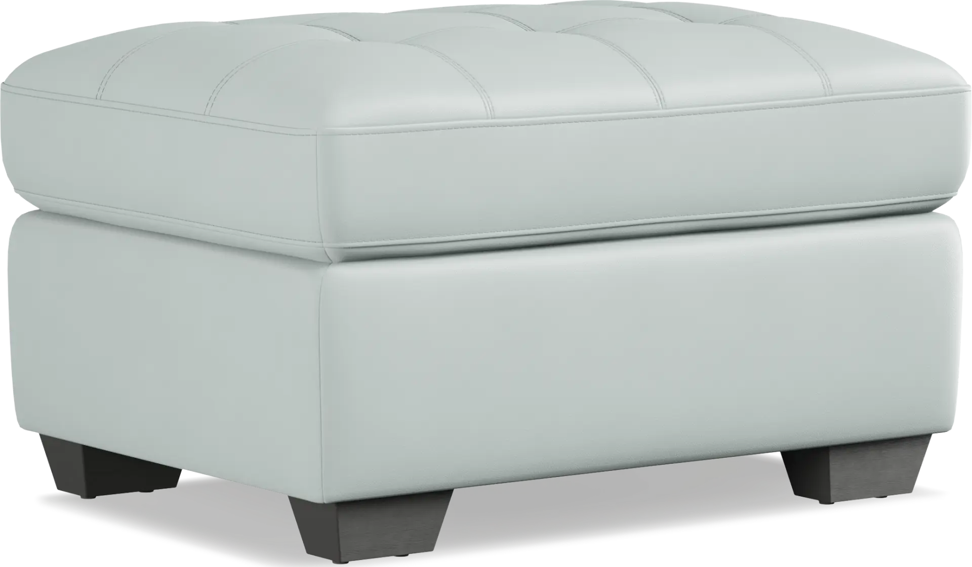 Kelly Aqua Leather Ottoman