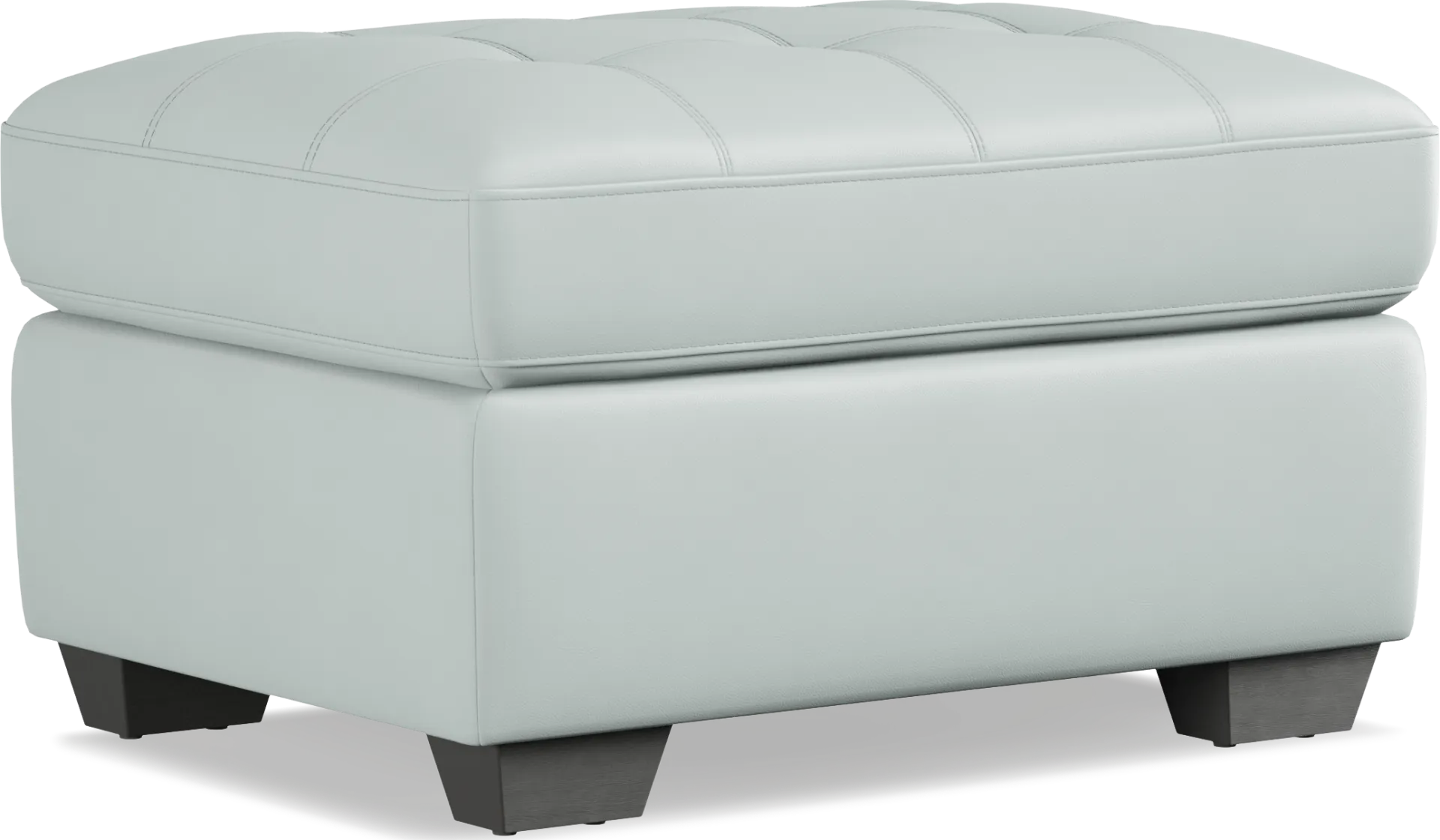 Kelly Aqua Leather Ottoman - Image 1