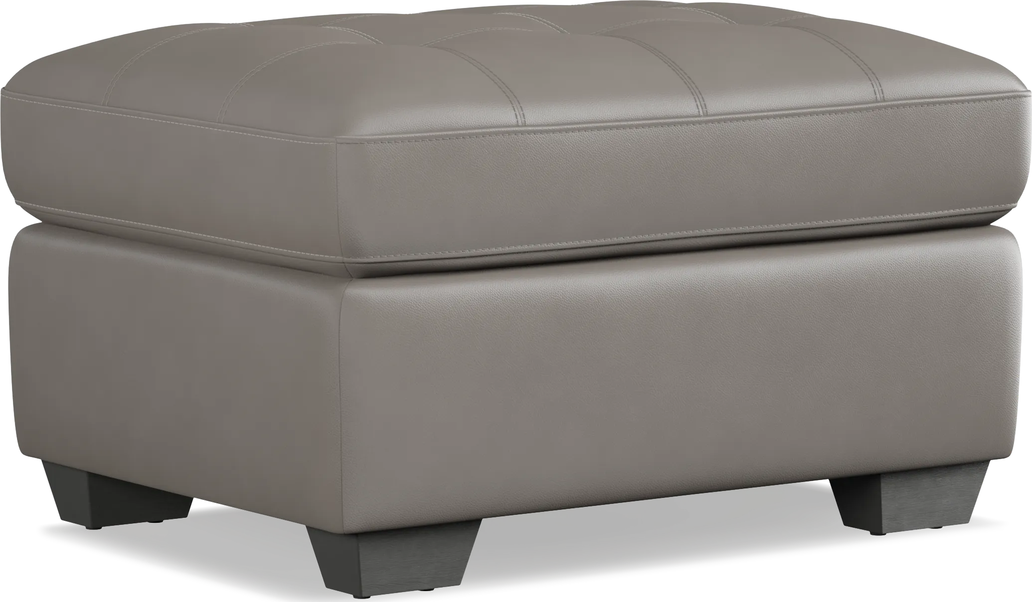 Kelly Gray Leather Ottoman - Thumbnail - Image 1