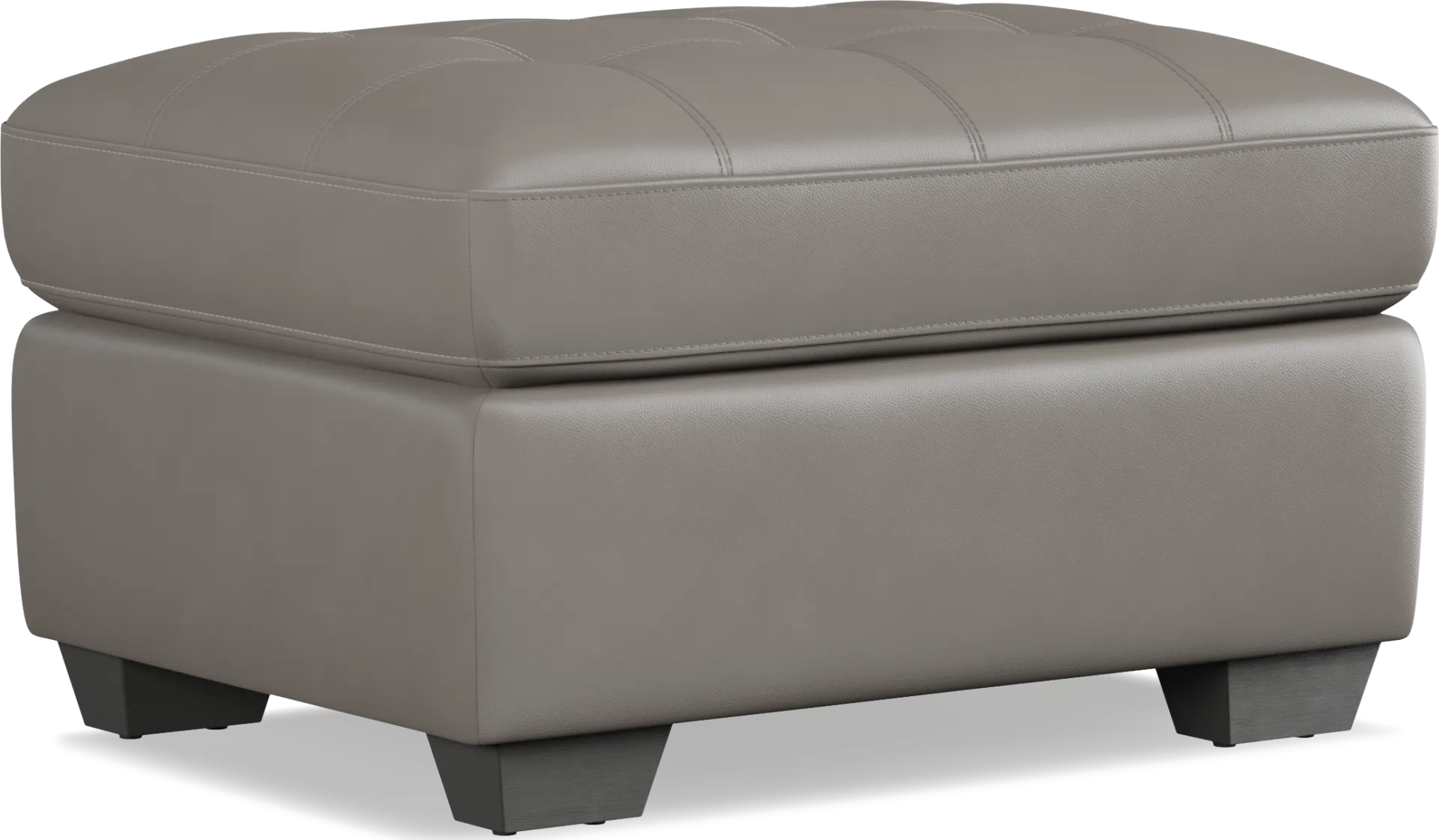 Kelly Gray Leather Ottoman - Image 1