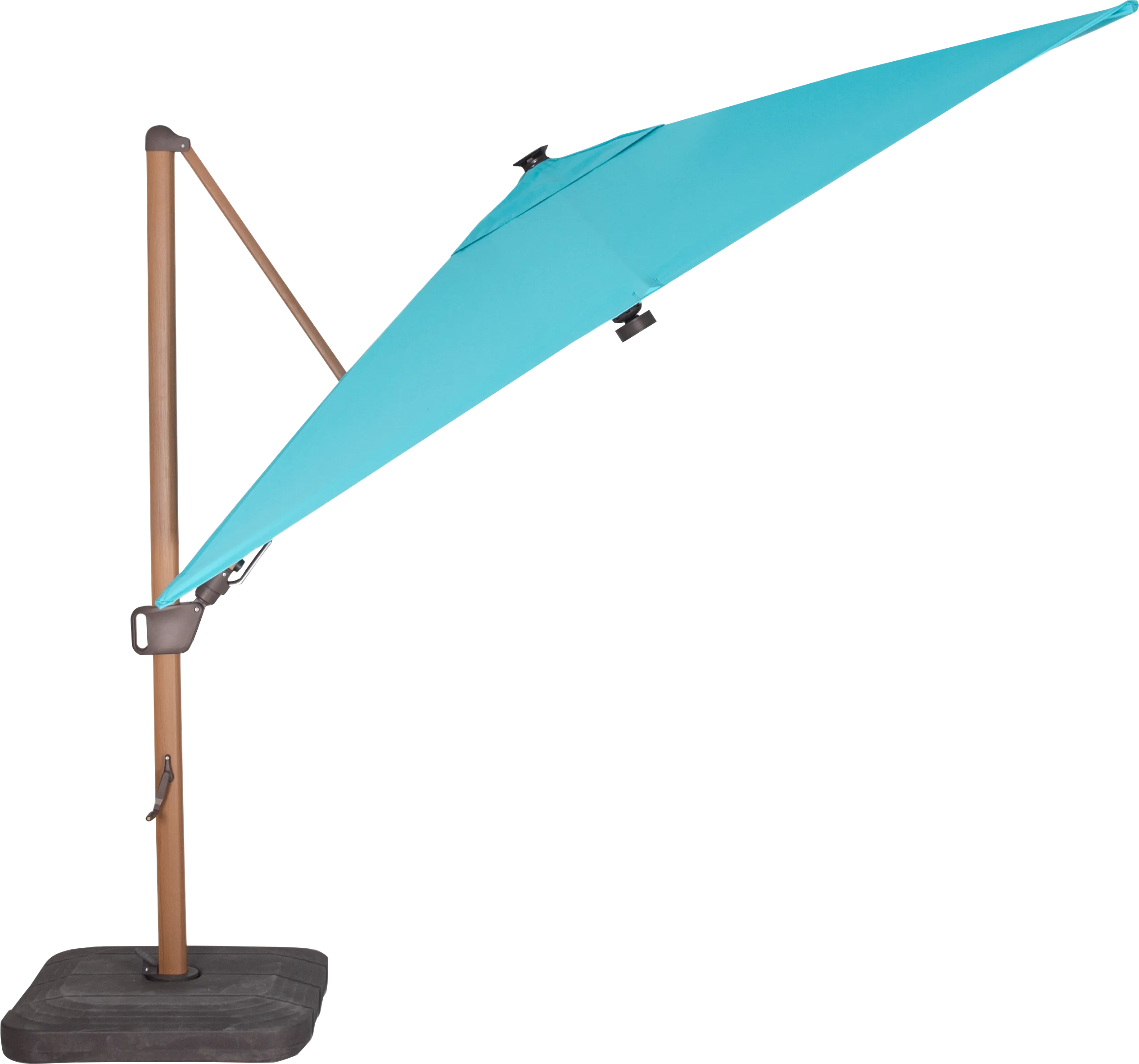 Creekview Natural Finish 10' Square Aruba Outdoor Lighted Cantilever Umbrella with 50 lb. Base - Thumbnail - Image 1