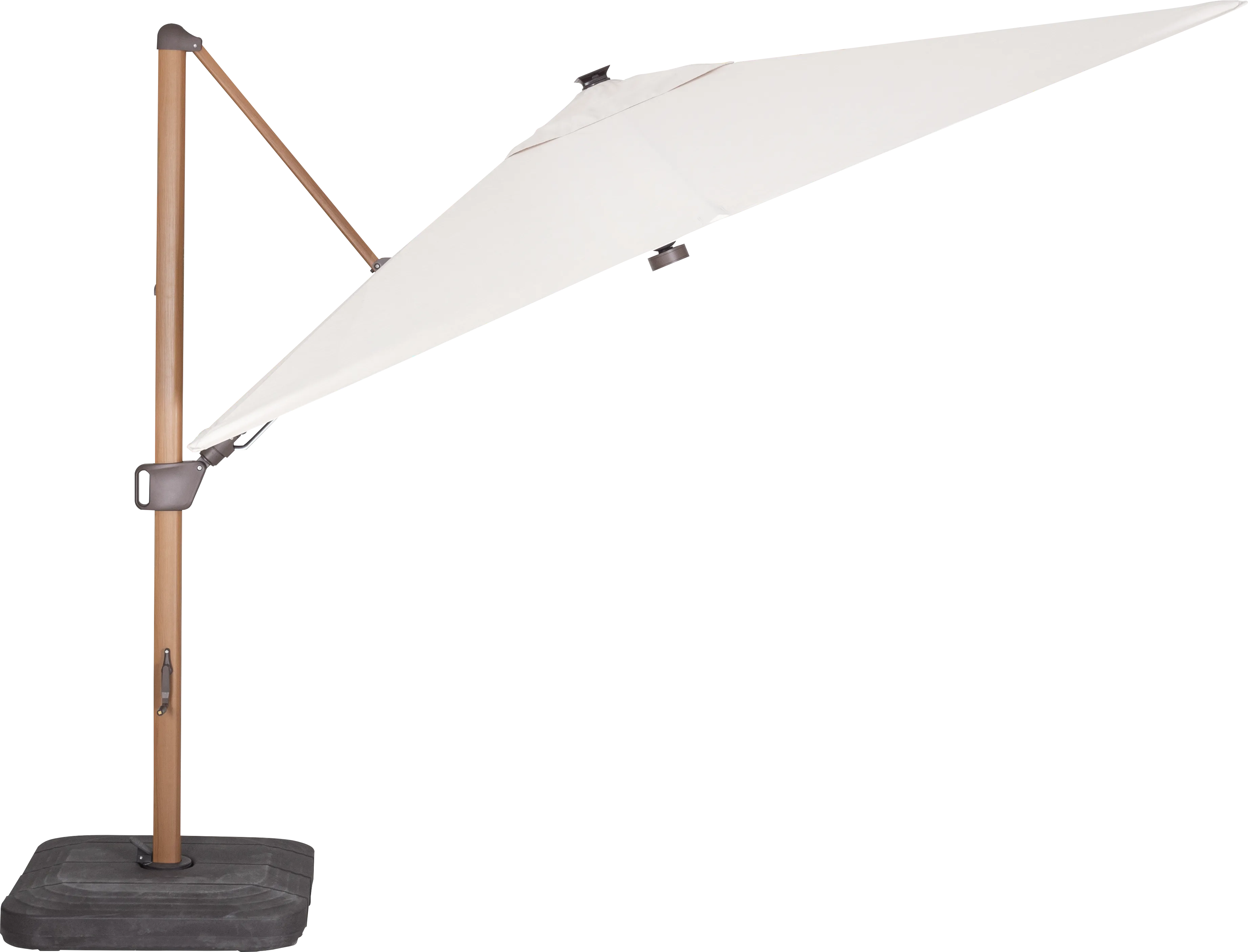 Creekview Natural Finish 10' Square Flax Outdoor Lighted Cantilever Umbrella with 50 lb. Base - Thumbnail - Image 1