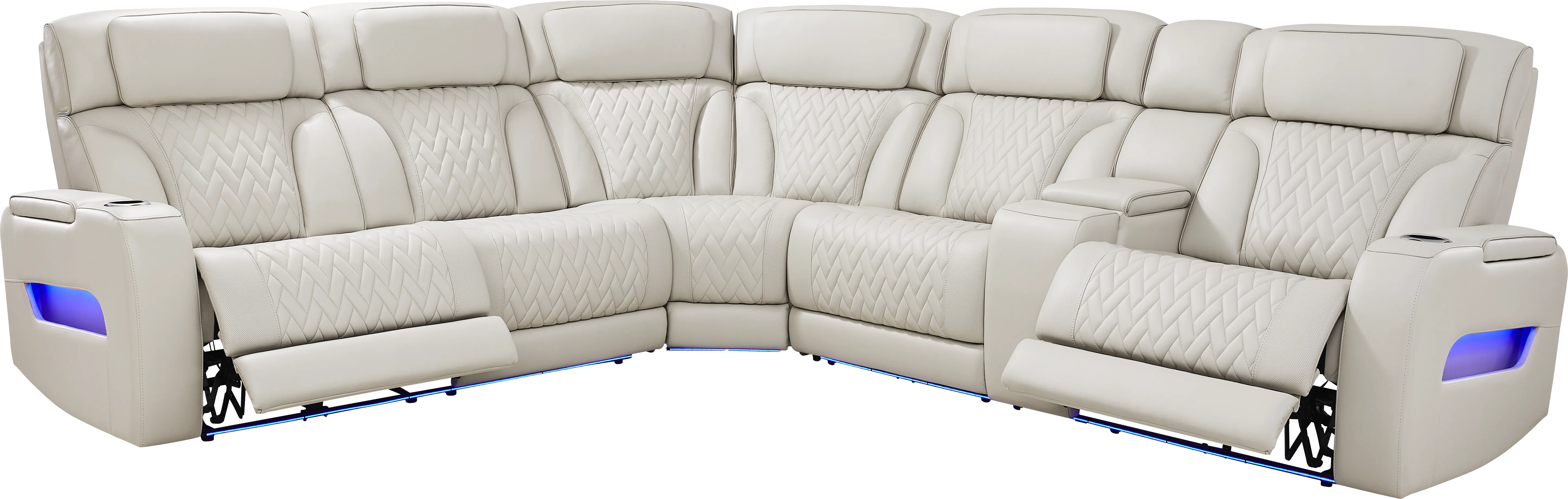 Encore Gray Leather 6 Pc Triple Power Reclining Sectional Living Room - Thumbnail - Image 2