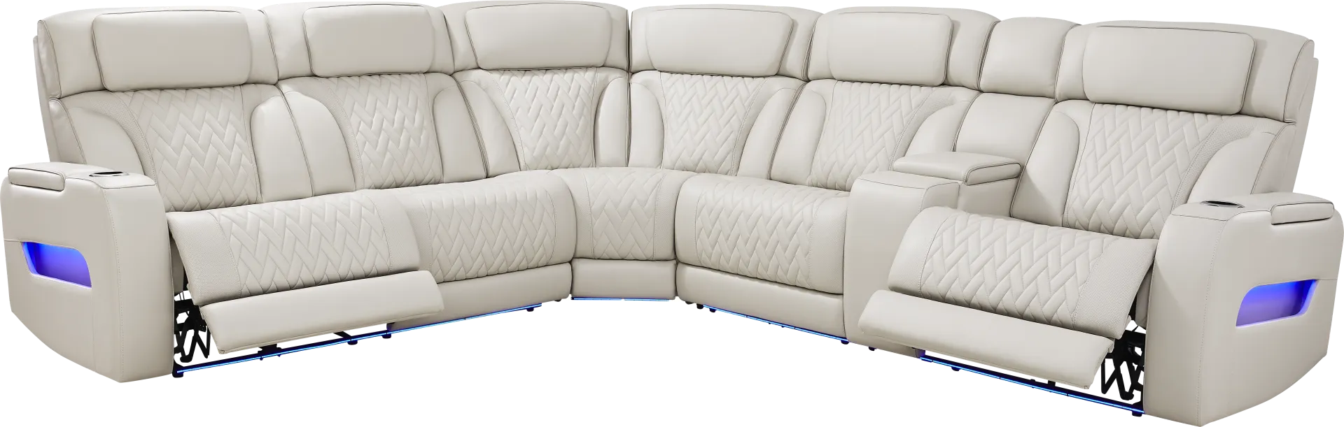 Encore Gray Leather 6 Pc Triple Power Reclining Sectional Living Room - Image 2