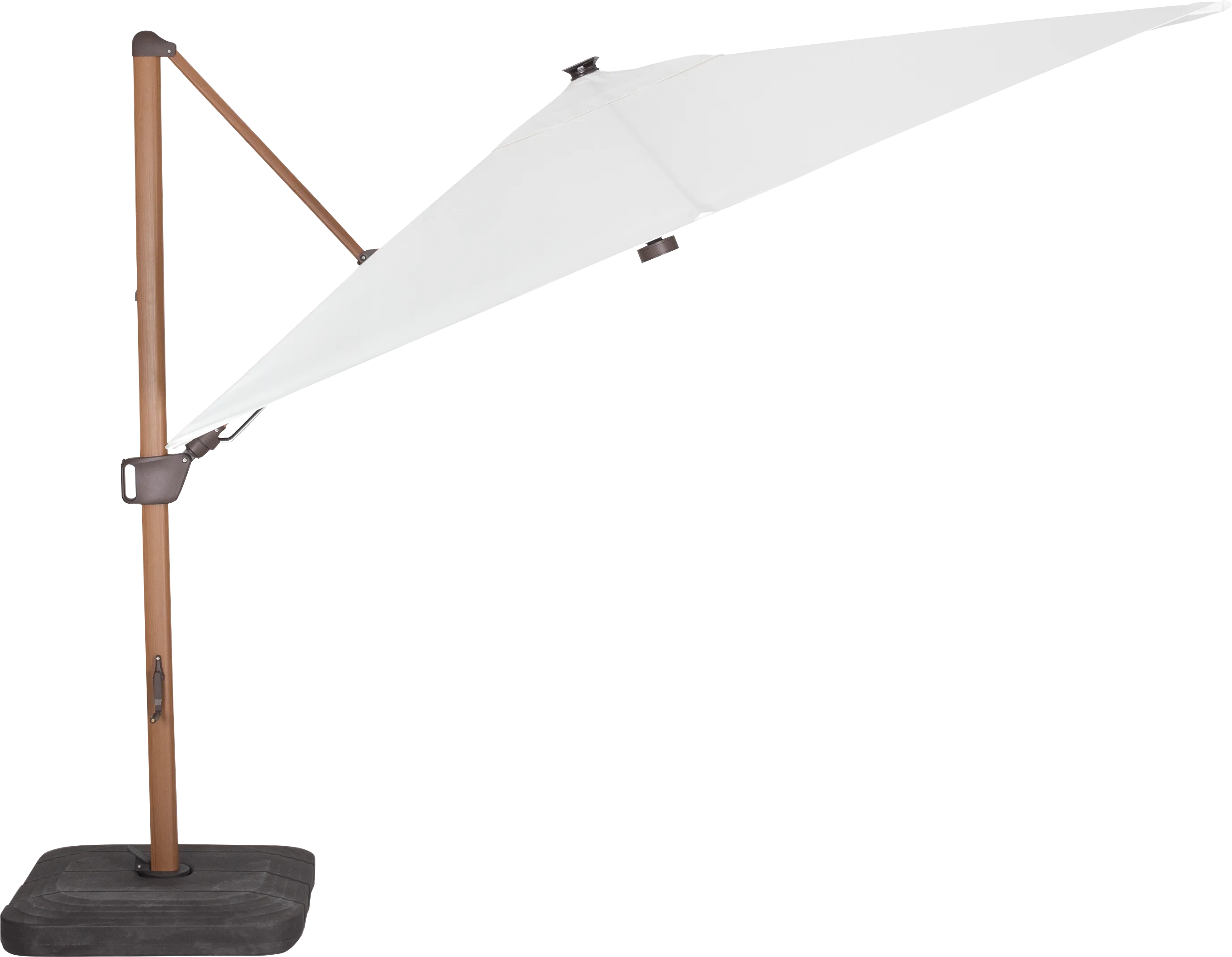 Creekview Natural Finish 10' Square Natural Outdoor Lighted Cantilever Umbrella with 50 lb. Base - Thumbnail - Image 1