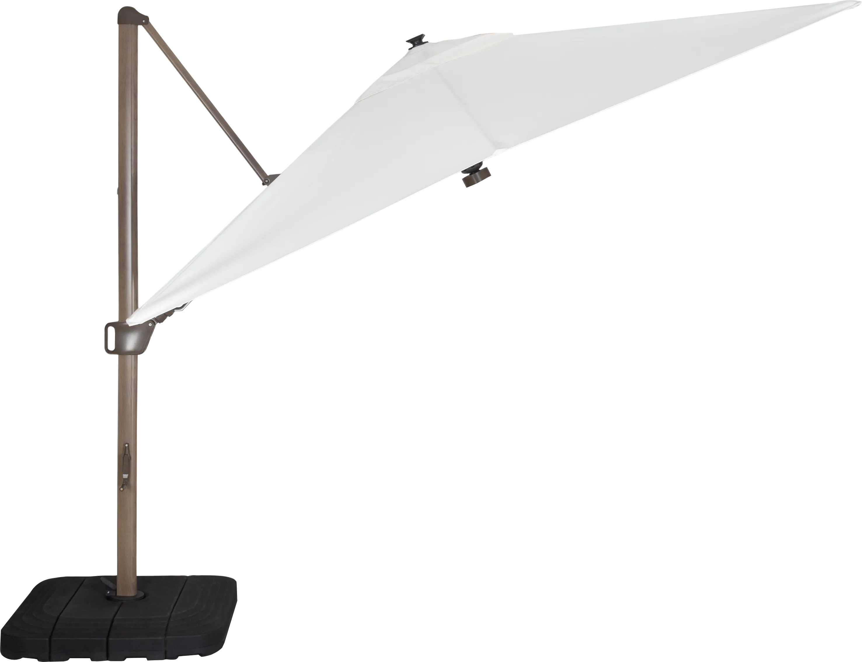 Creekview Weathered Finish 10' Square Natural Outdoor Lighted Cantilever Umbrella with 50 lb. Base - Thumbnail - Image 1