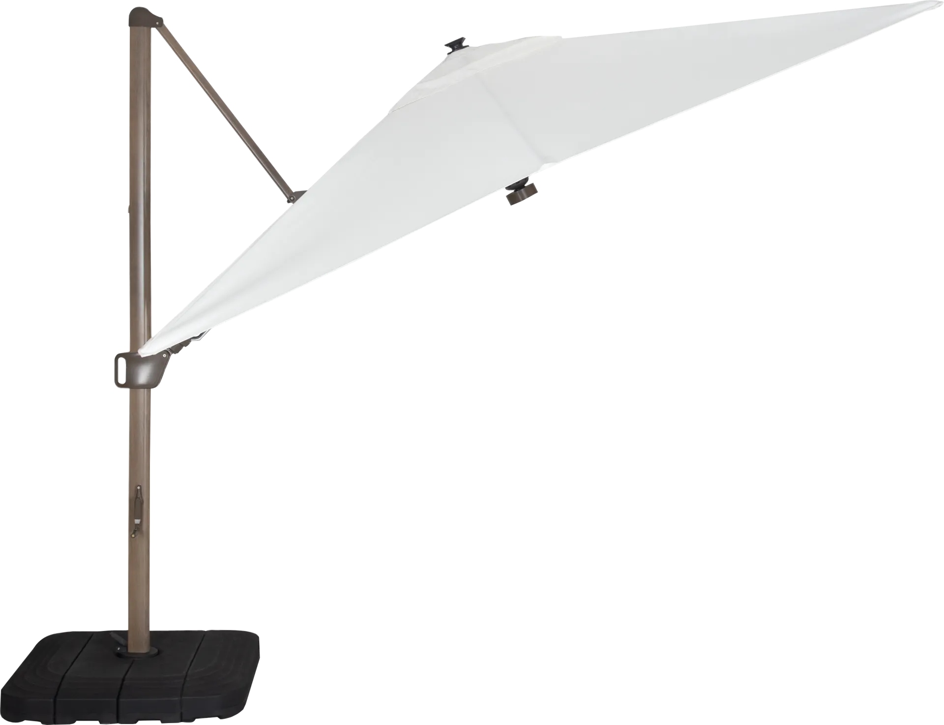 Creekview Weathered Finish 10' Square Natural Outdoor Lighted Cantilever Umbrella with 50 lb. Base - Image 1