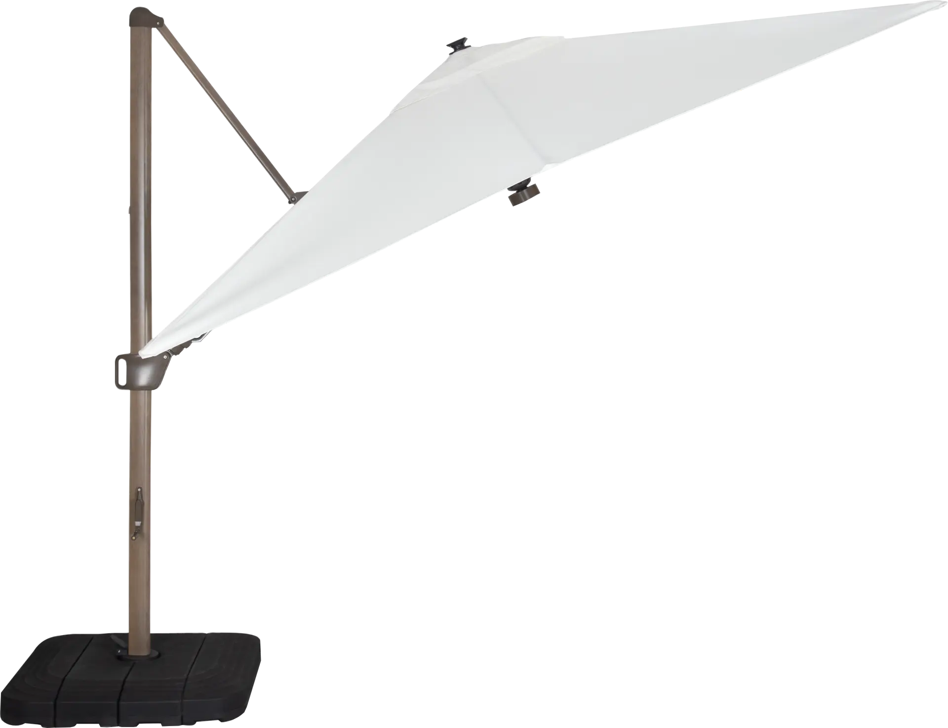 Creekview Weathered Finish 10' Square Natural Outdoor Lighted Cantilever Umbrella with 50 lb. Base