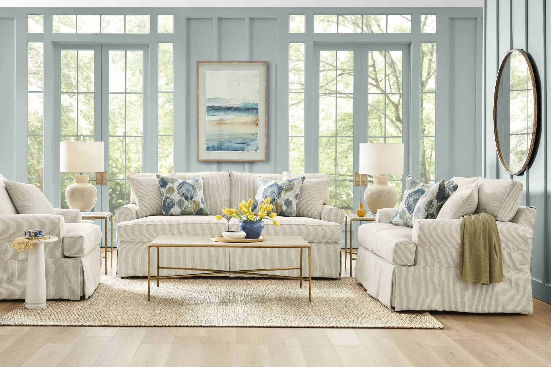 Beachside Walk Pearl Slipcover Sofa - Image 1