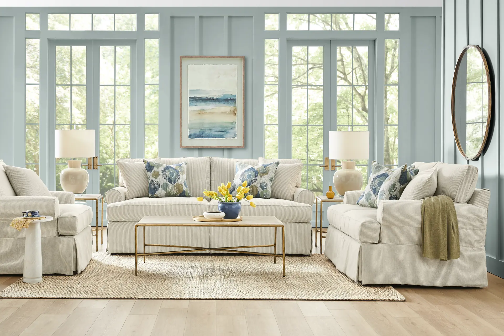 Beachside Walk Pearl Slipcover 2 Pc Living Room