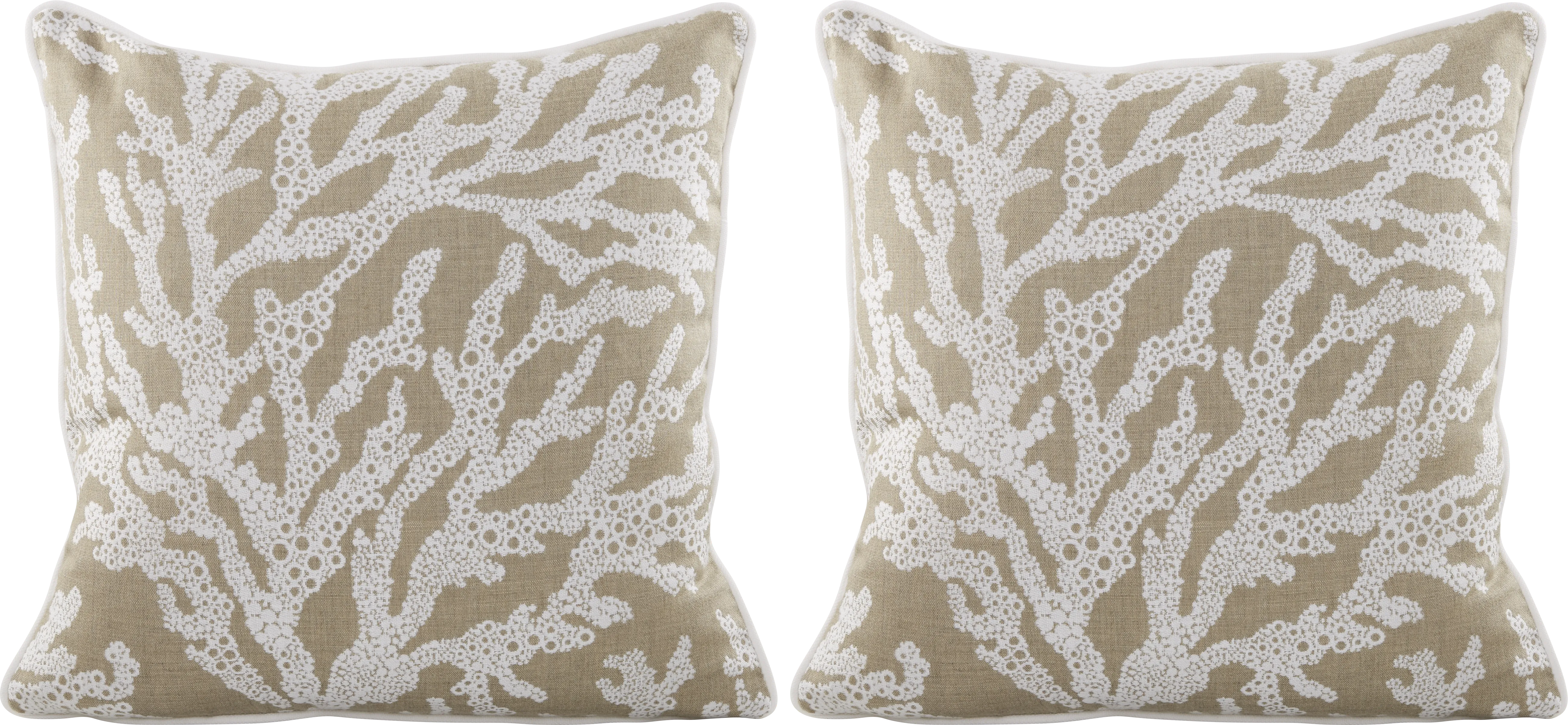 Coral Sand Beige Indoor/Outdoor Accent Pillow, Set of Two - Thumbnail - Image 1
