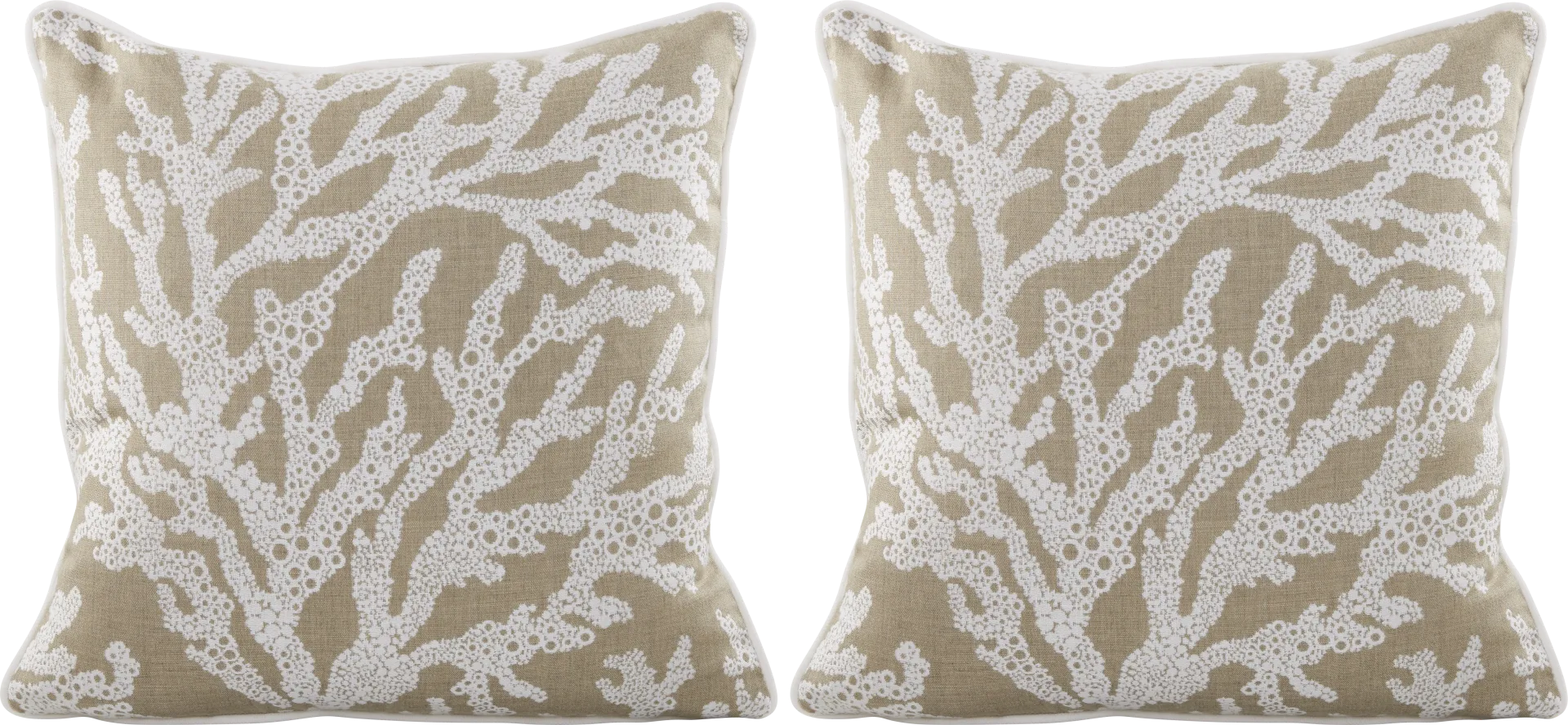 Coral Sand Beige Indoor/Outdoor Accent Pillow, Set of Two - Image 1