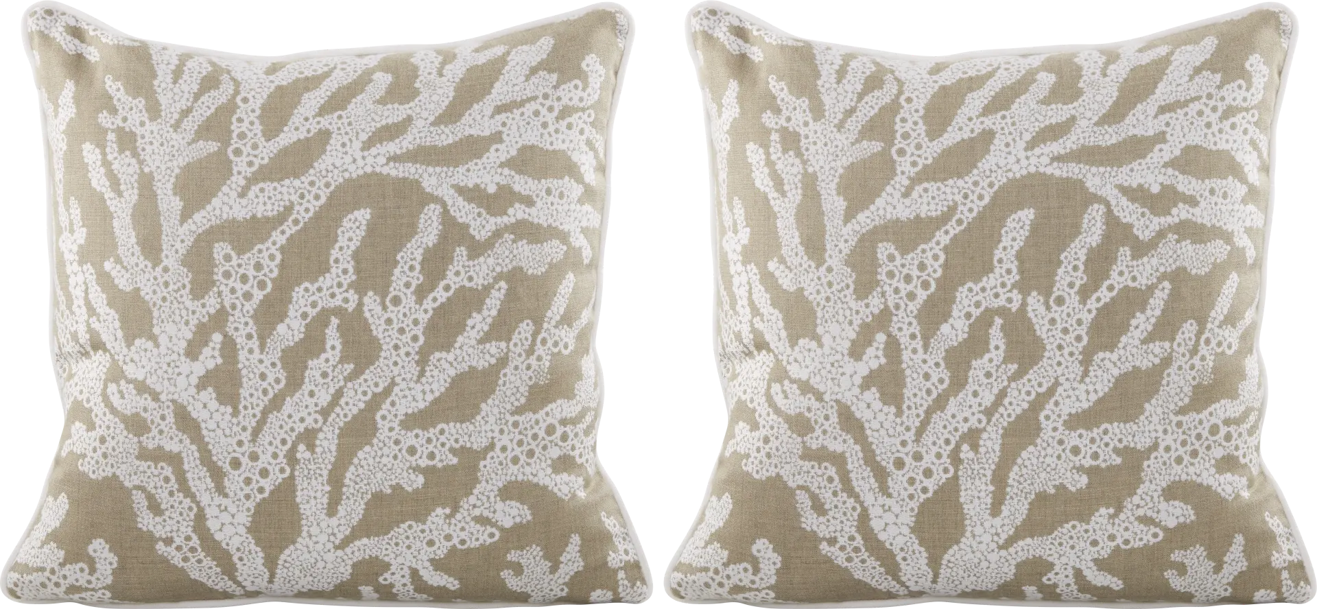 Coral Sand Beige Indoor/Outdoor Accent Pillow, Set of Two