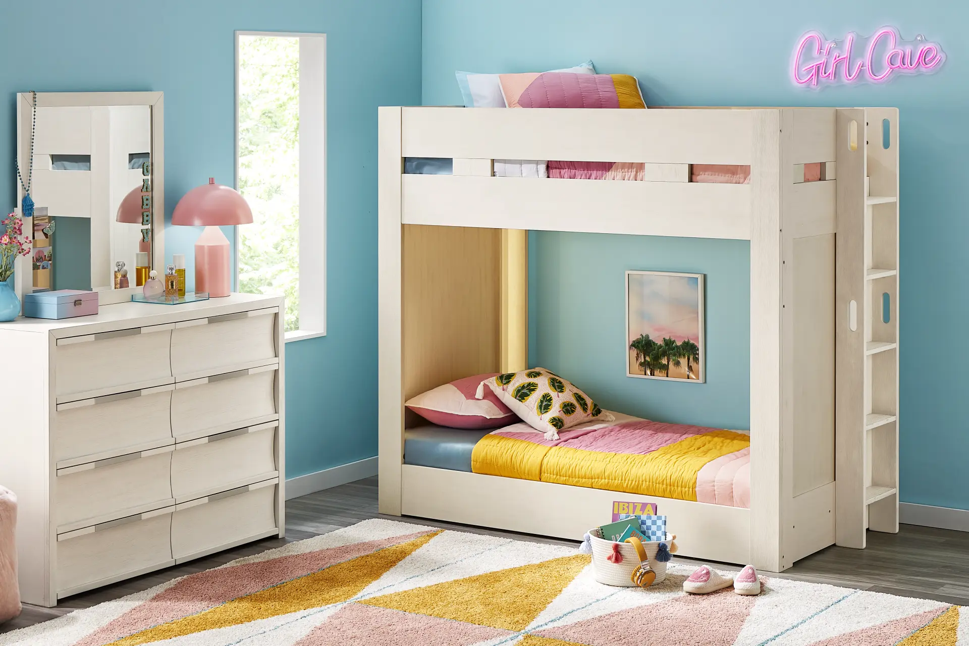 Kids Sierra Summit Linen Twin/Twin Bunk Bed with 2 Closed End Panels