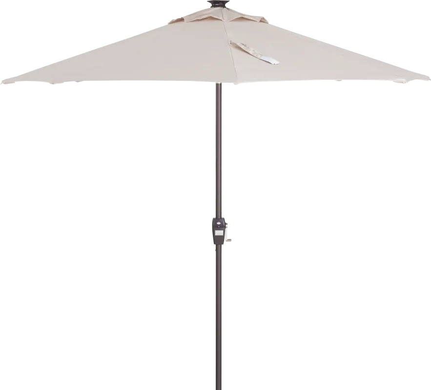 Della Luna Bronze Finish 9' Octagon Flax Outdoor Lighted Umbrella