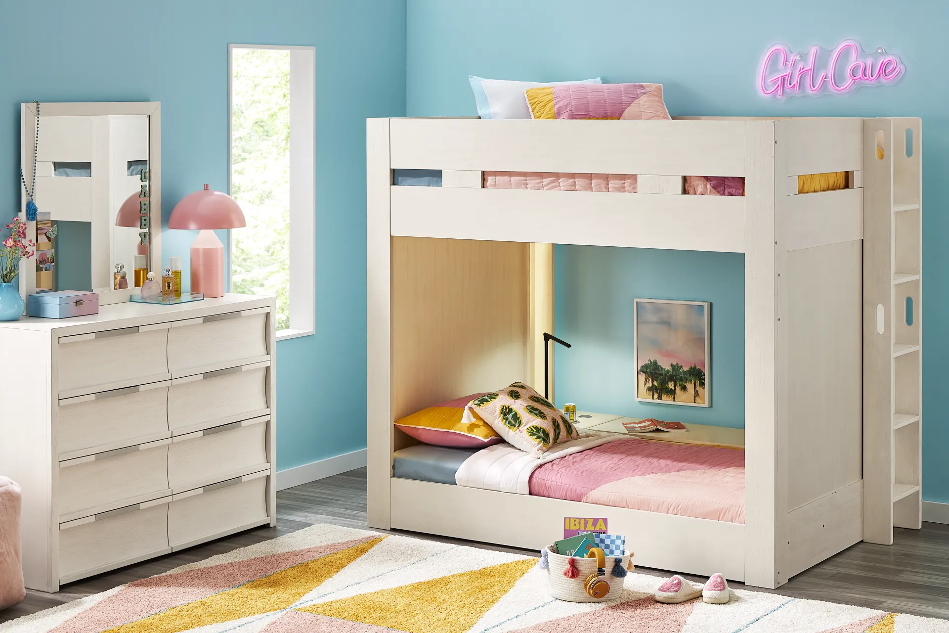Kids Sierra Summit Linen Twin/Full Bunk Bed with Tech Console and 2 Closed End Panels - Image 2