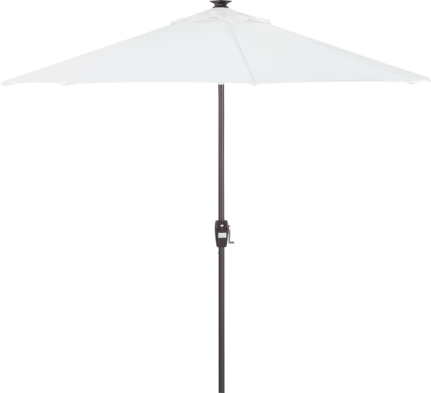 Della Luna Bronze Finish 9' Octagon Natural Outdoor Lighted Umbrella