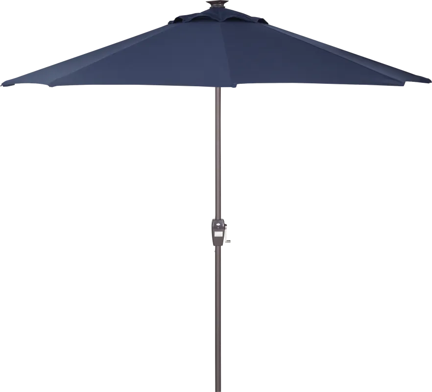 Della Luna Bronze Finish 9' Octagon Navy Outdoor Lighted Umbrella
