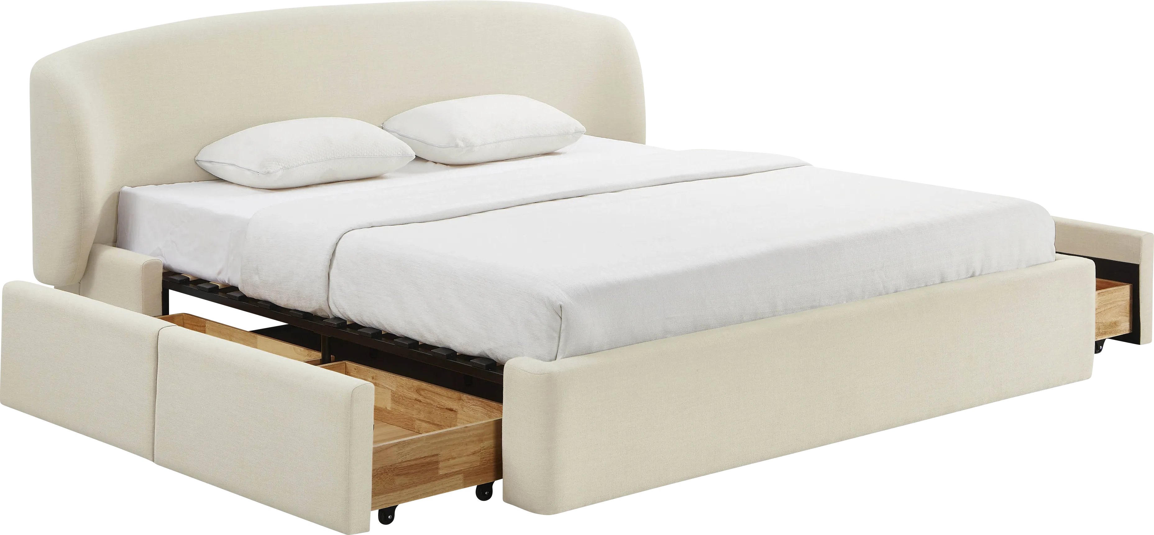 Owlair Cream King Storage Bed - Thumbnail - Image 1