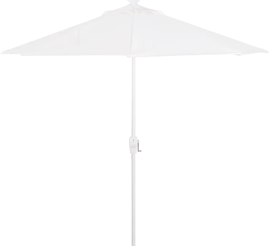 Della Luna White Finish 9' Octagon Natural Outdoor Lighted Umbrella