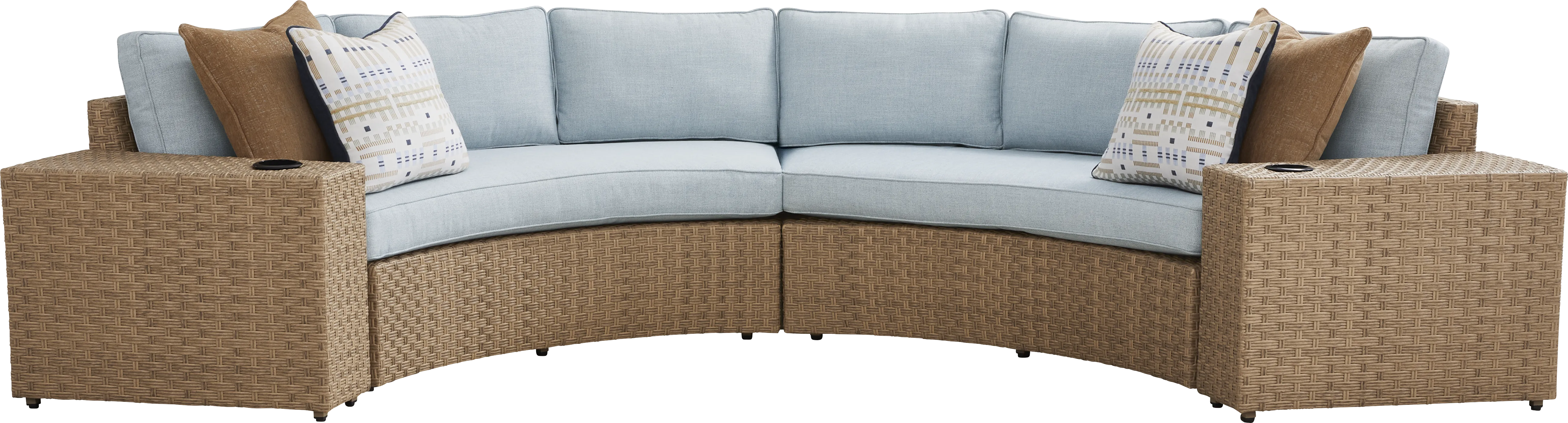 Rialto II Natural 4 Pc Curved Outdoor Sectional with Sky Cushions - Image 2