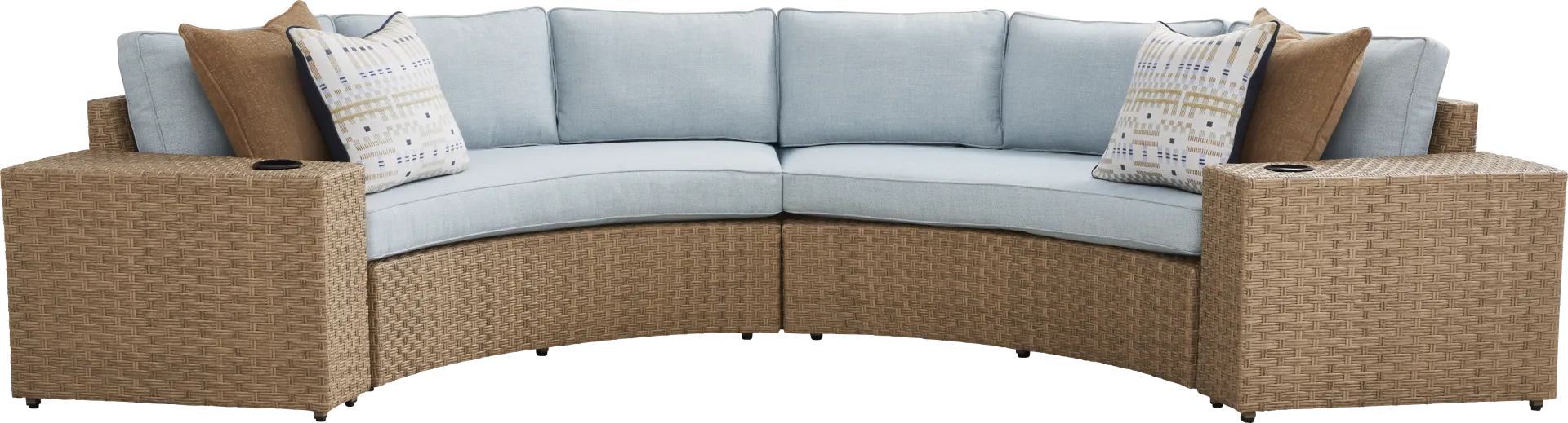 Rialto II Natural 4 Pc Curved Outdoor Sectional with Sky Cushions - Image 2