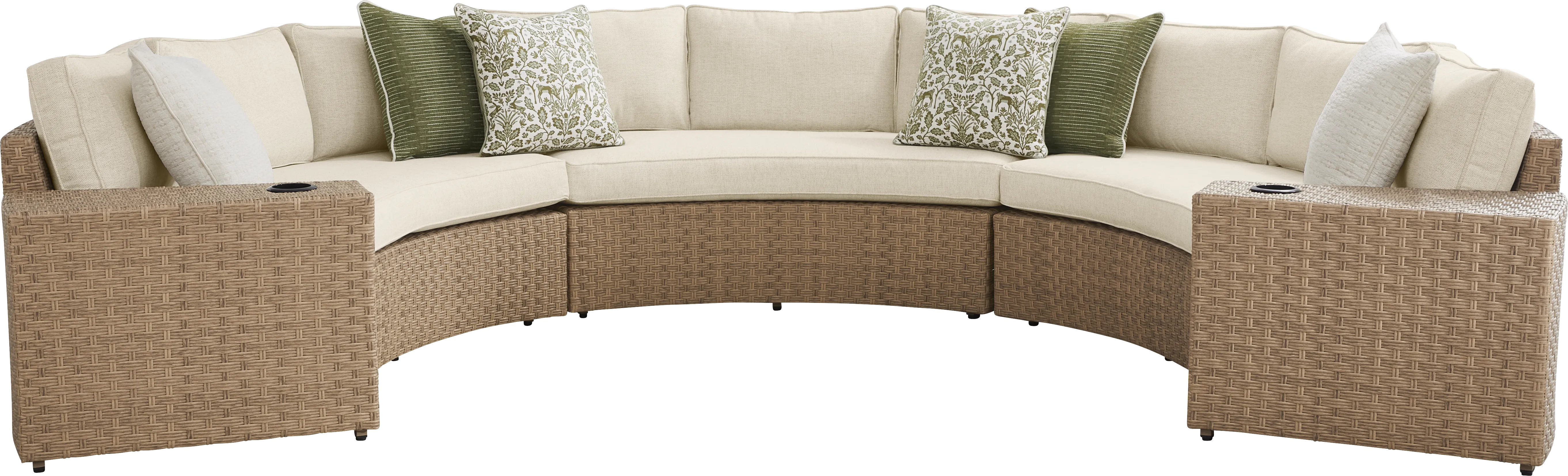 Rialto II Natural 5 Pc Curved Outdoor Sectional with Sand Cushions - Thumbnail - Image 1