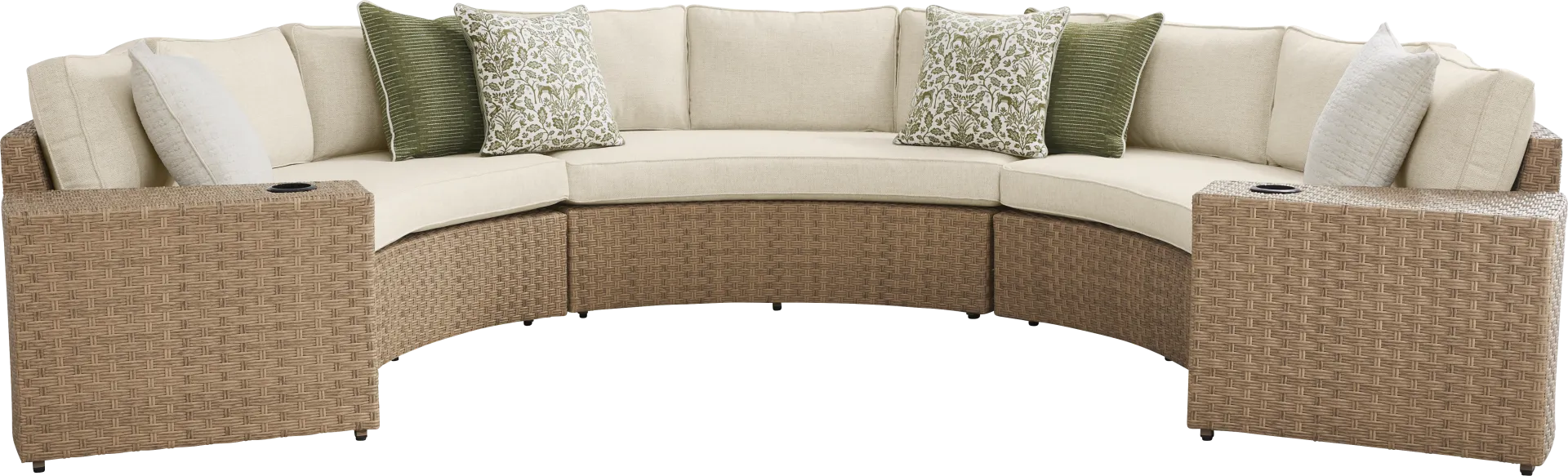 Rialto II Natural 5 Pc Curved Outdoor Sectional with Sand Cushions - Image 2