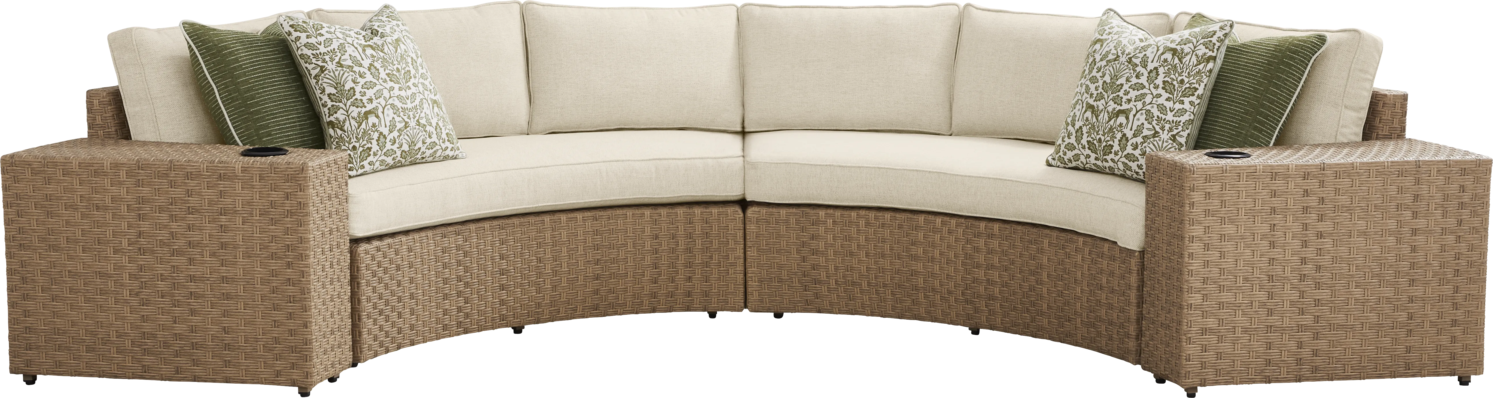 Rialto II Natural 4 Pc Curved Outdoor Sectional with Sand Cushions - Image 2
