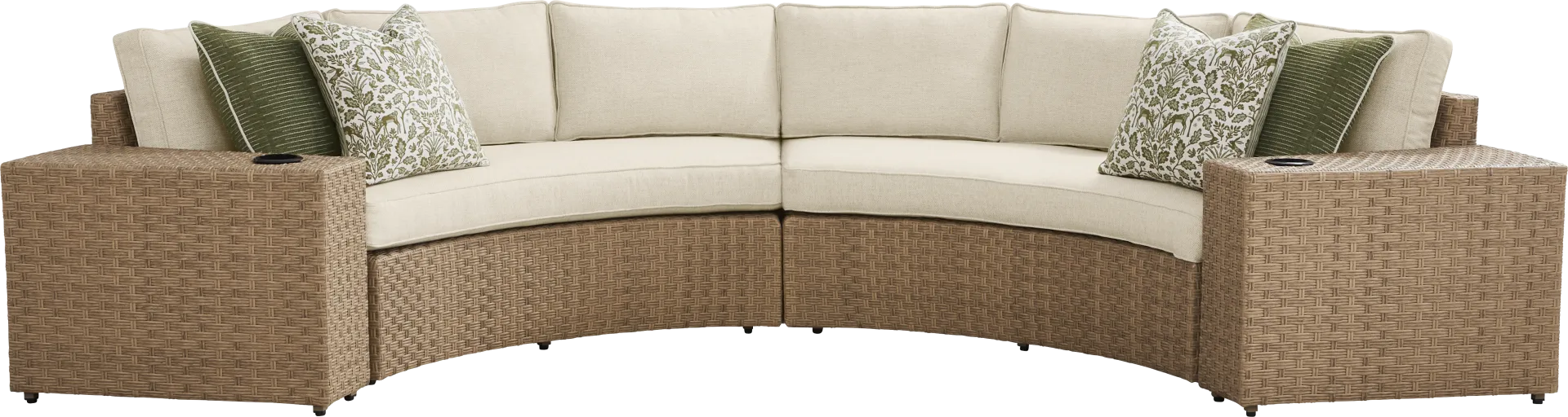 Rialto II Natural 4 Pc Curved Outdoor Sectional with Sand Cushions - Image 2