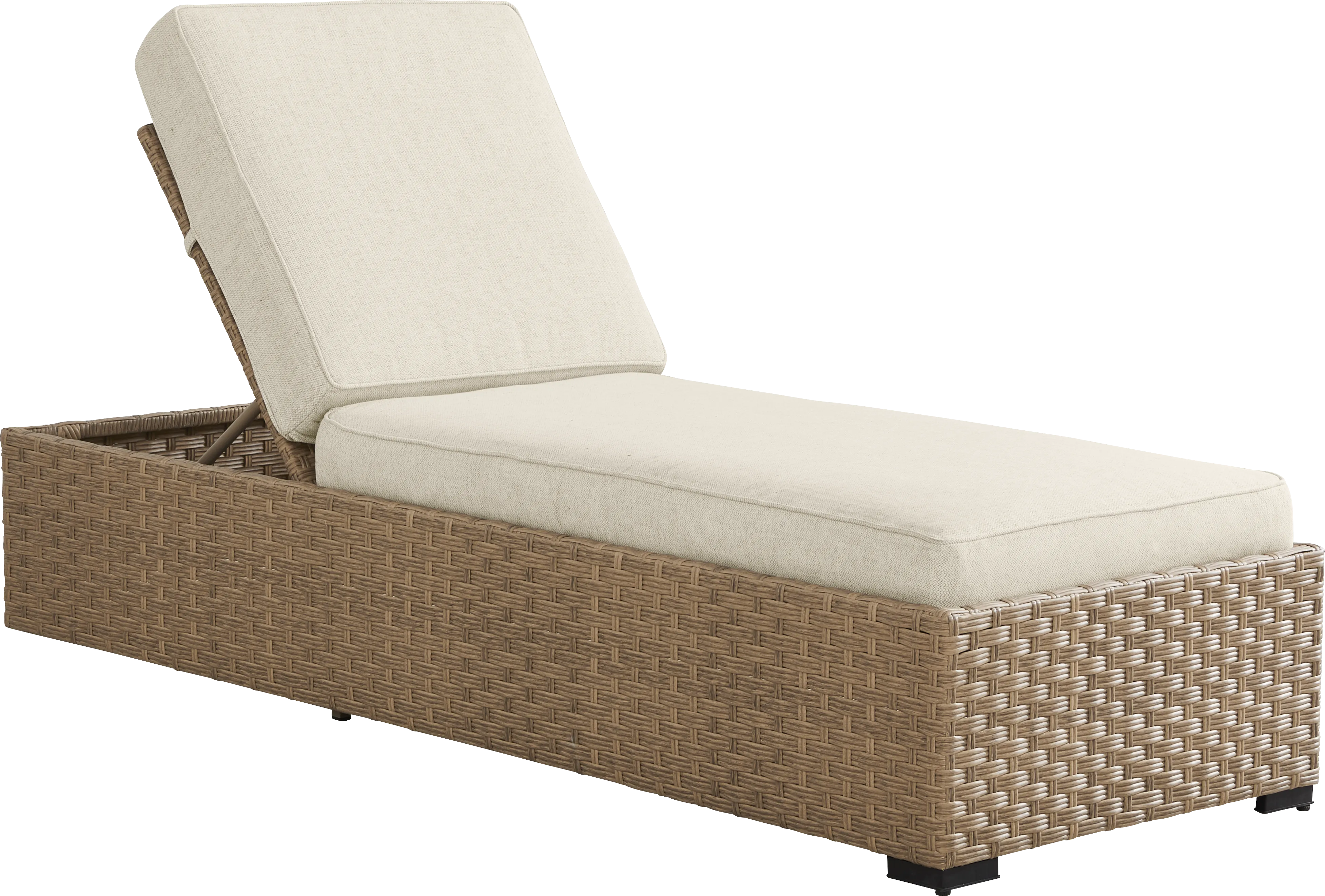 Rialto II Natural Outdoor Chaise with Sand Cushions - Thumbnail - Image 1