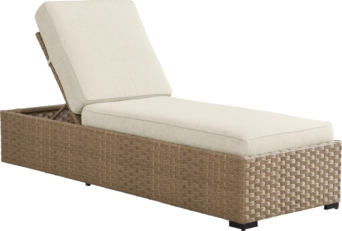 Rialto II Natural Outdoor Chaise with Sand Cushions